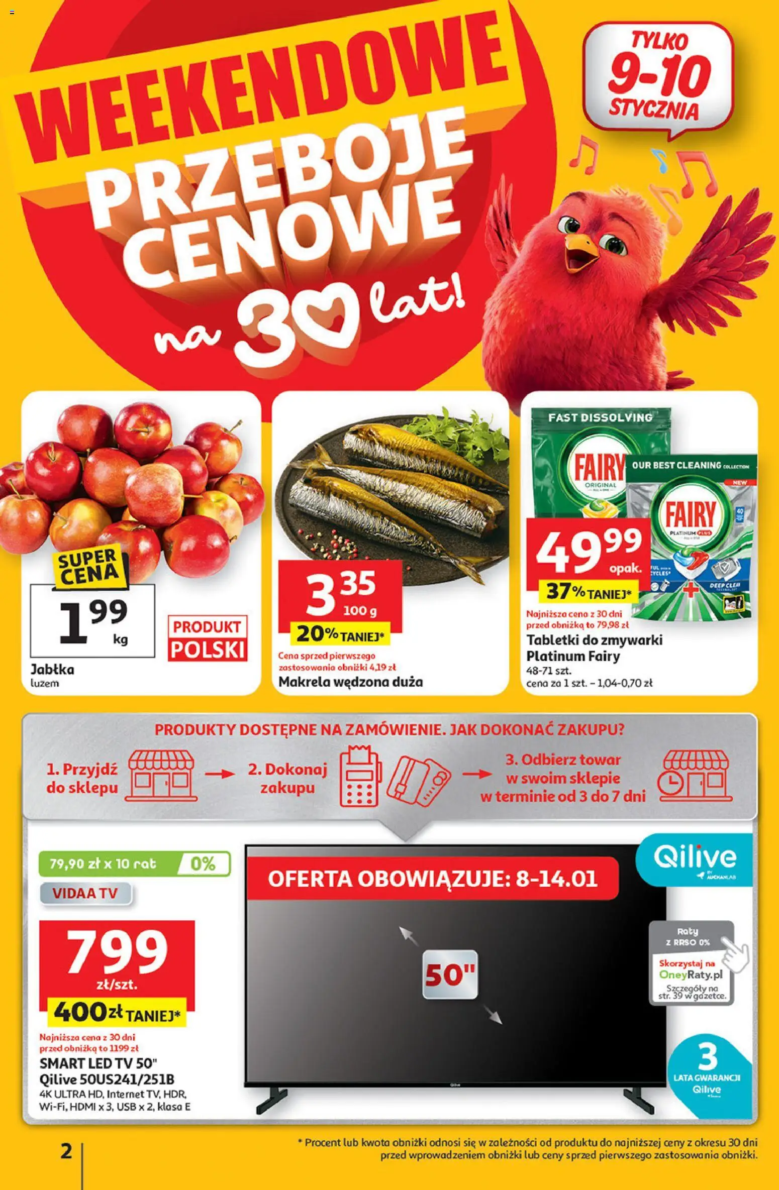 Auchan Gazetka - 30 Lat Hipermarket od 08.01.2026 | Strona: 2 | Produkty: USB, Fairy platinum, Jabłka, Fairy