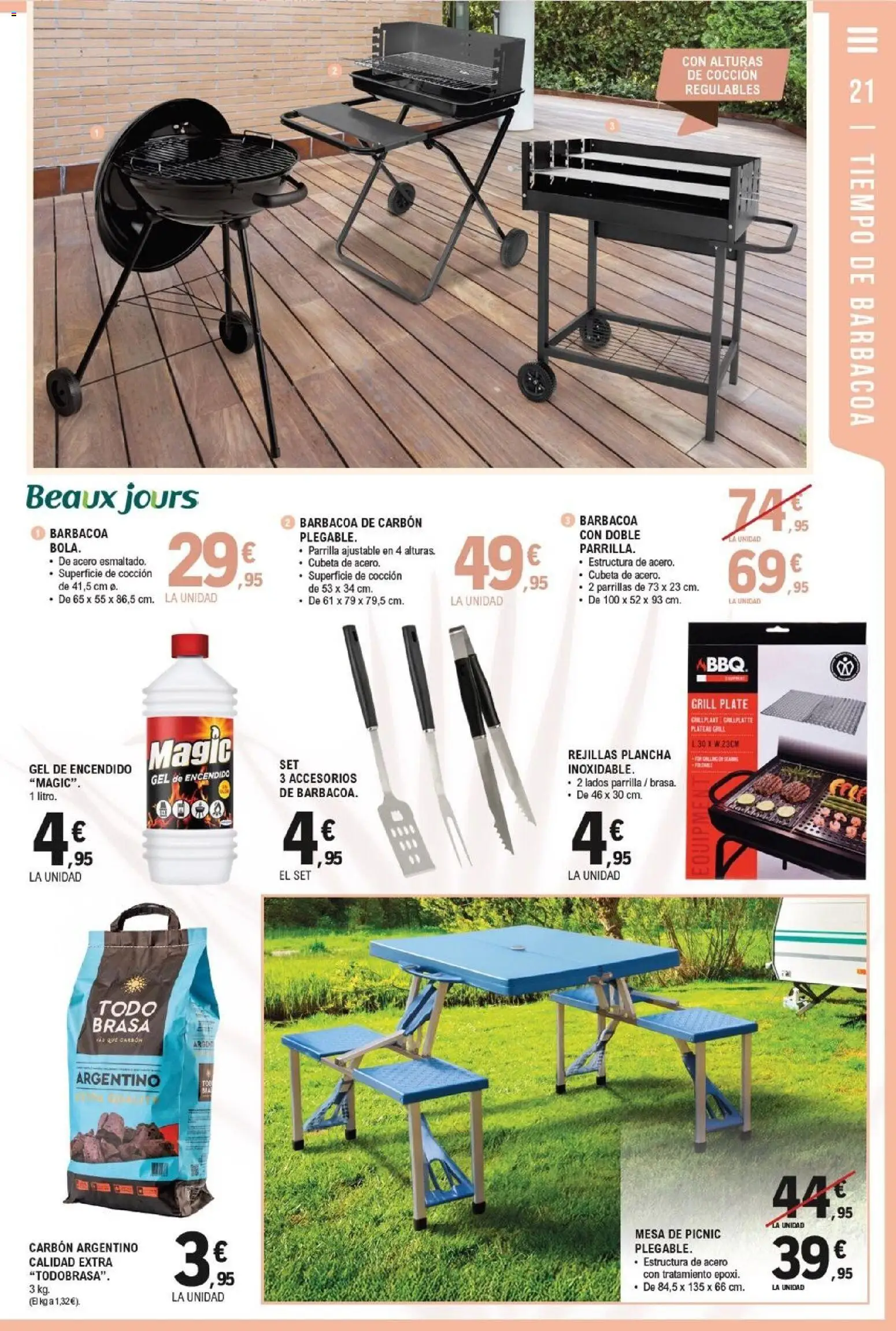 E.Leclerc Al Aire Libre │ válido desde el 27.04.2026 | Página: 21 | Productos: Barbacoa, Parrilla, Plancha, Mesa