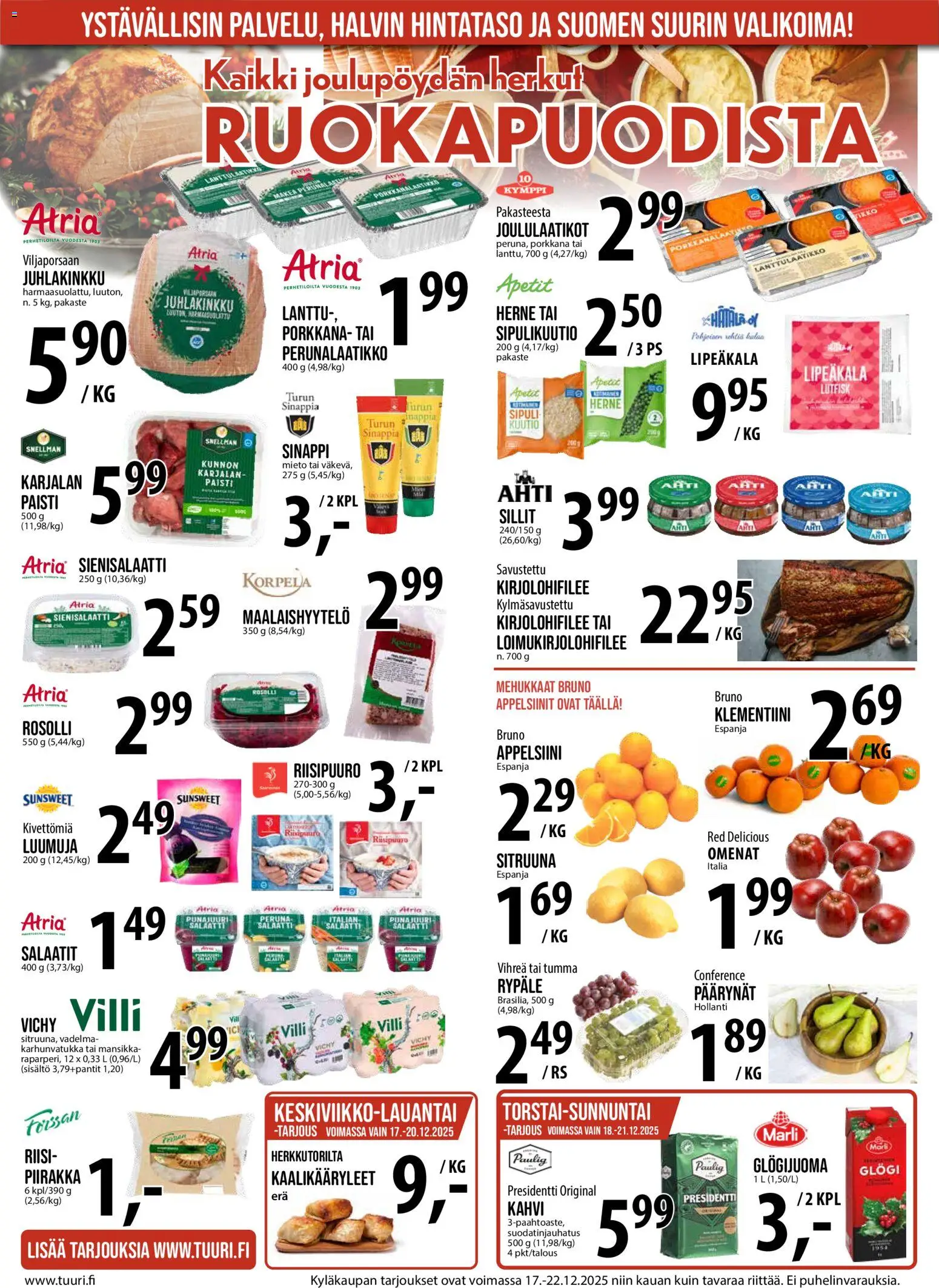 Tuuri tarjoukset – voimassa 17.12.2025 alkaen | Sivu: 12 | Tuotteet: Klementiini, Kahvi, Omenat, Salaatti