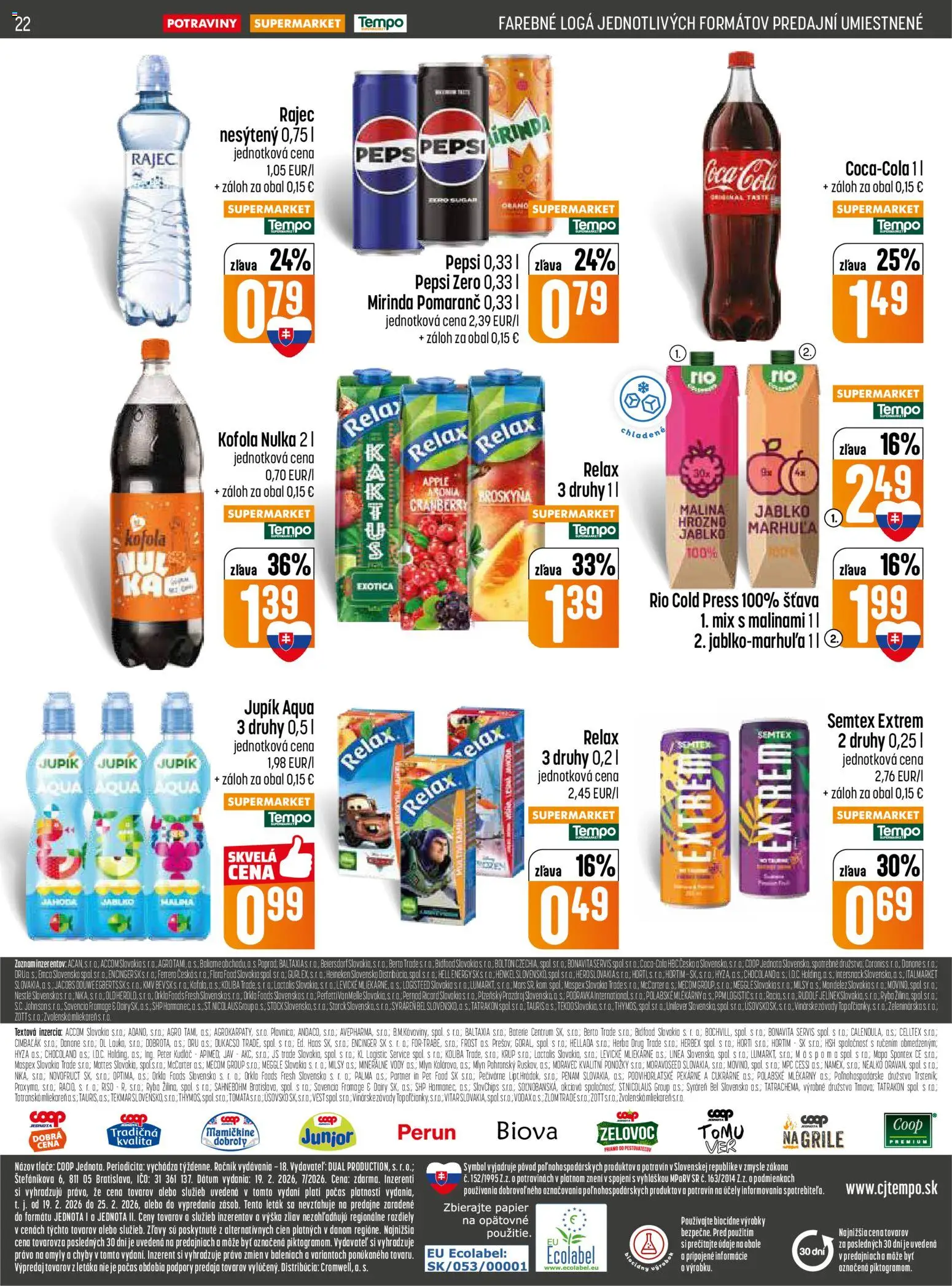 Nové COOP Jednota akcie – leták je platný od 19.02.2026 | Strana: 22 | Produkty: Ryba, Ponožky, Flora, Hrozno