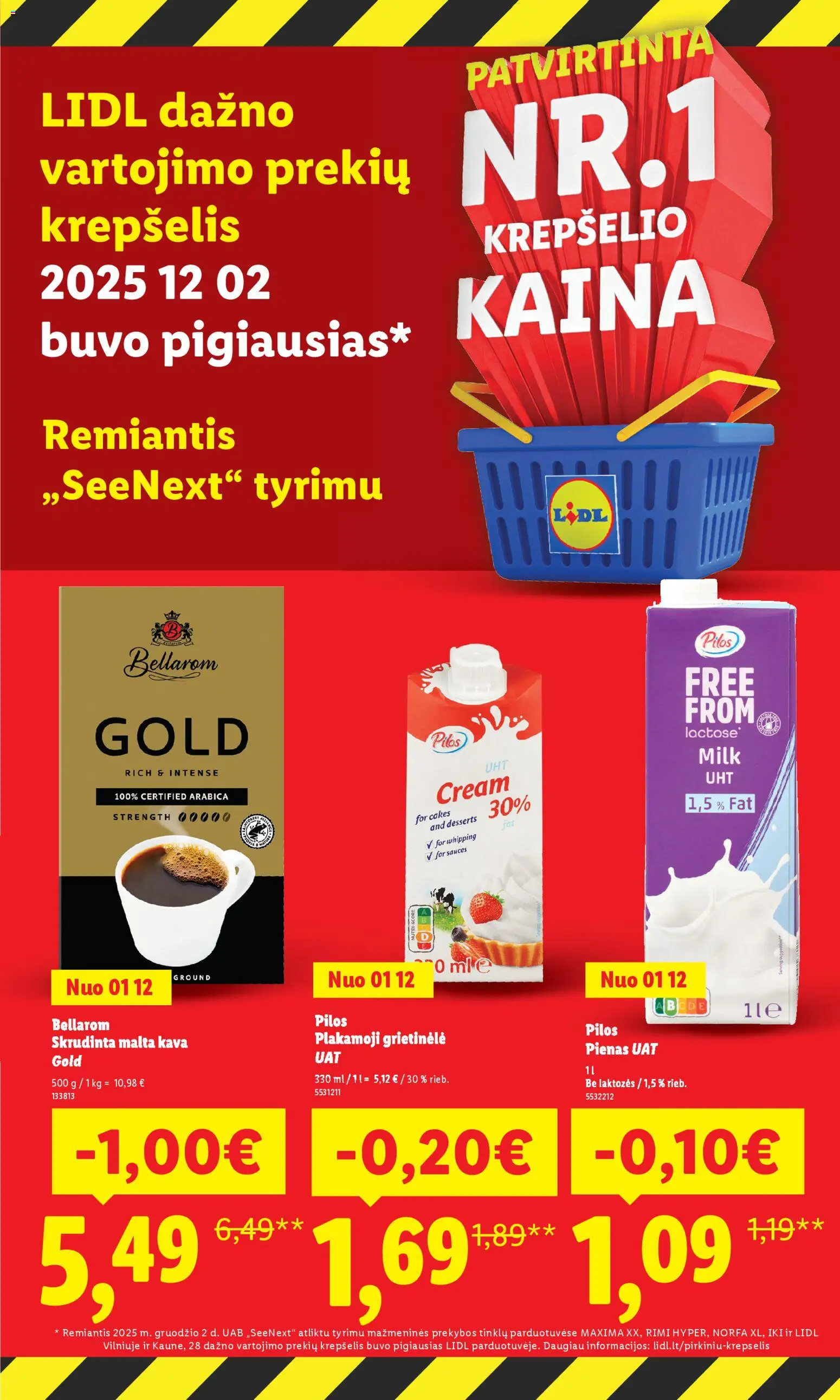 LIDL akcijos nuo 26.01.2026 | Puslapis: 8 | Prekių: Grietinėlė, Pienas, Kava, Krepšelis