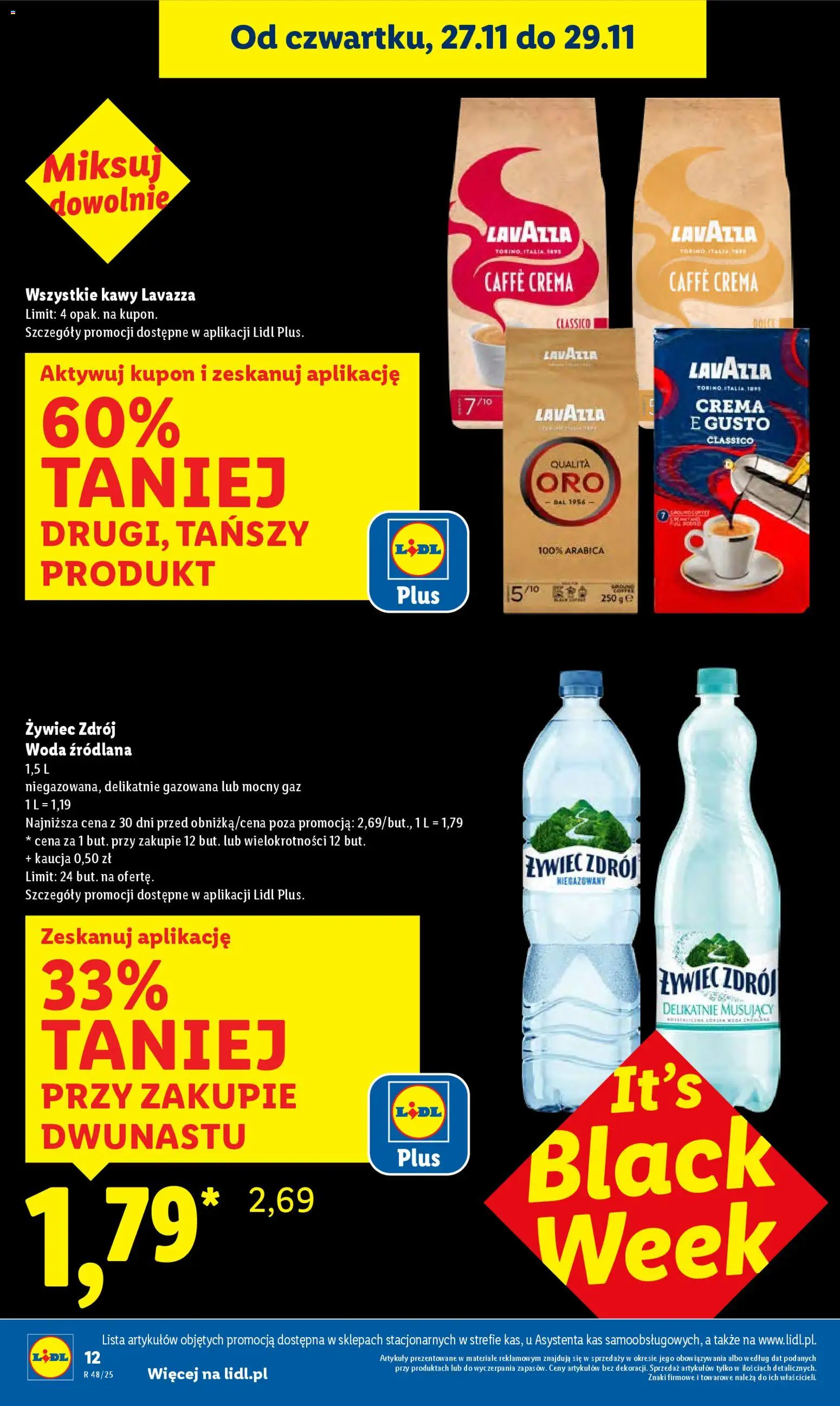 Lidl Black Friday od 27.11.2025 | Strona: 12 | Produkty: Lavazza crema, Woda źródlana, Lavazza, Woda