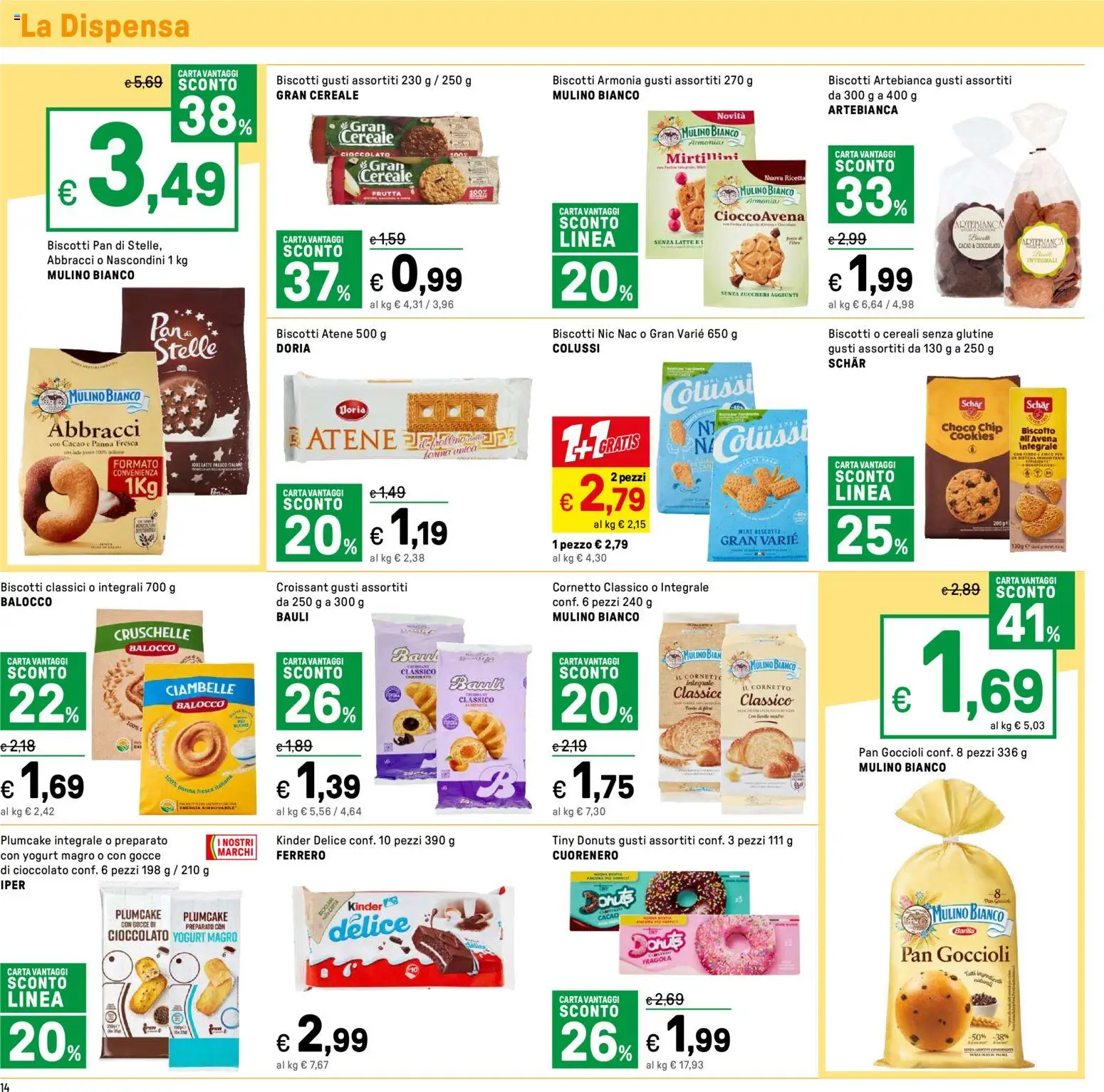 Volantino Iper del 16.01.2026 | Pagina: 14 | Prodotti: Ciambelle, Yogurt, Cornetto, Panna