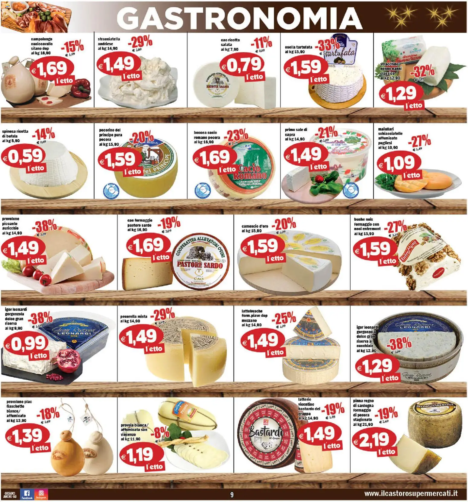 Volantino Il Castoro del 16.12.2025 | Pagina: 9 | Prodotti: Sale, Formaggio, Provola, Letto