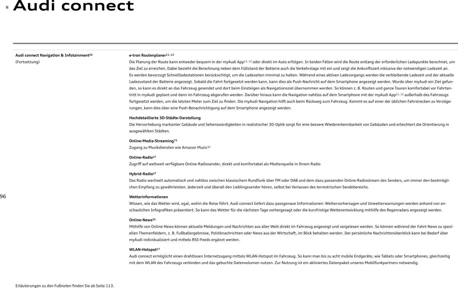 Audi e-tron GT – gültig ab 28.10.2025 | Seite: 96 | Produkte: Navigation, Batterie, Smartphone, Radio
