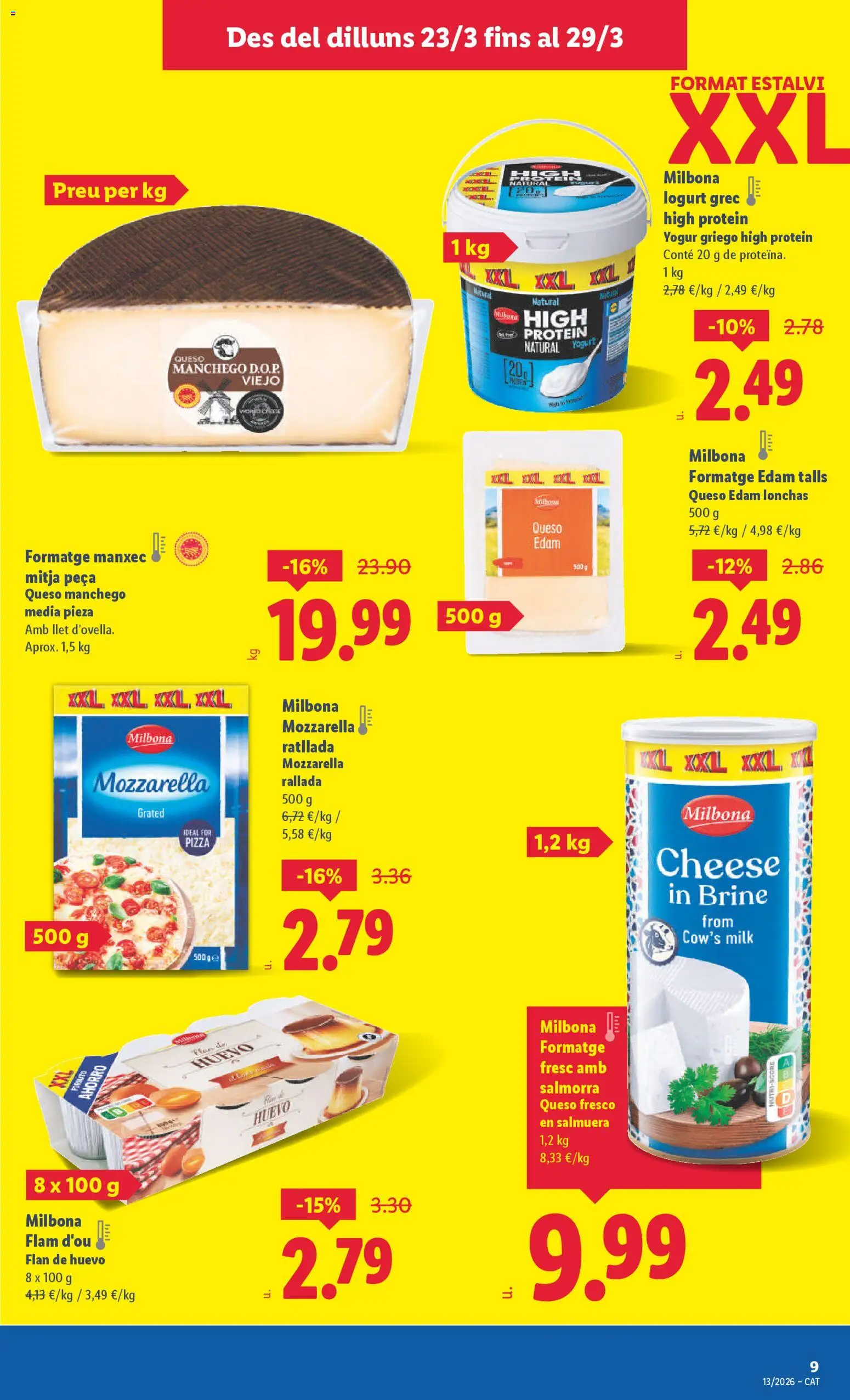 Lidl folleto │ válido desde el 23.03.2026 | Página: 9 | Productos: Queso, Pizza, Queso fresco, Μαγειρική εστία