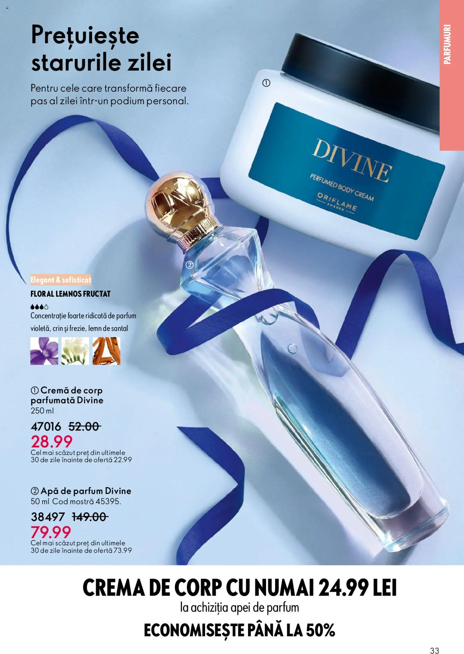 Noul catalog Oriflame – valabil de la 03.12.2025 | Pagină: 33 | Produse: Body, Cremă, Cremă de corp, Apă