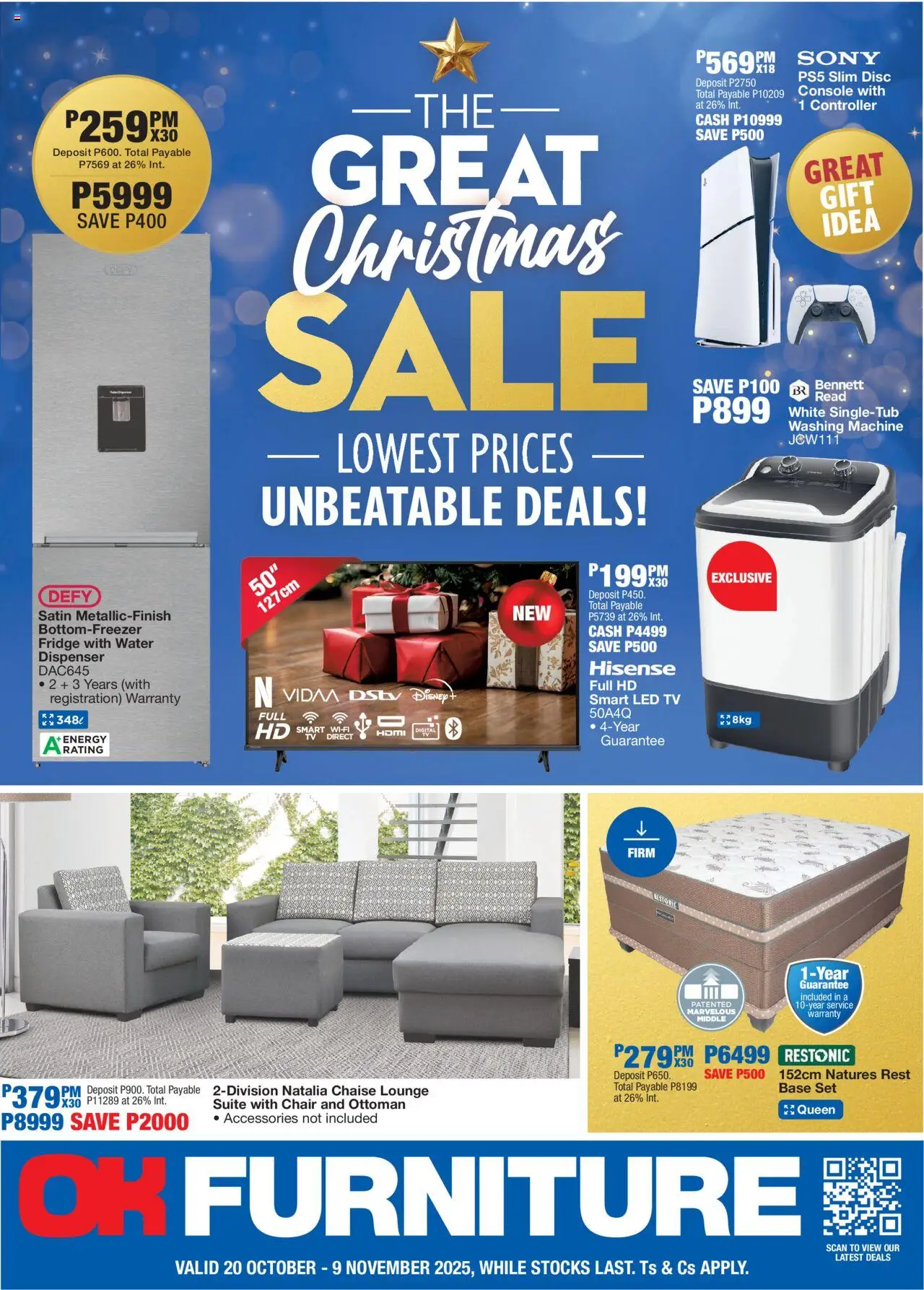 New OK Furniture catalogue – valid from 20.10.2025 | Page: 1 | Products: Chair, Fridge, Ottoman, Water