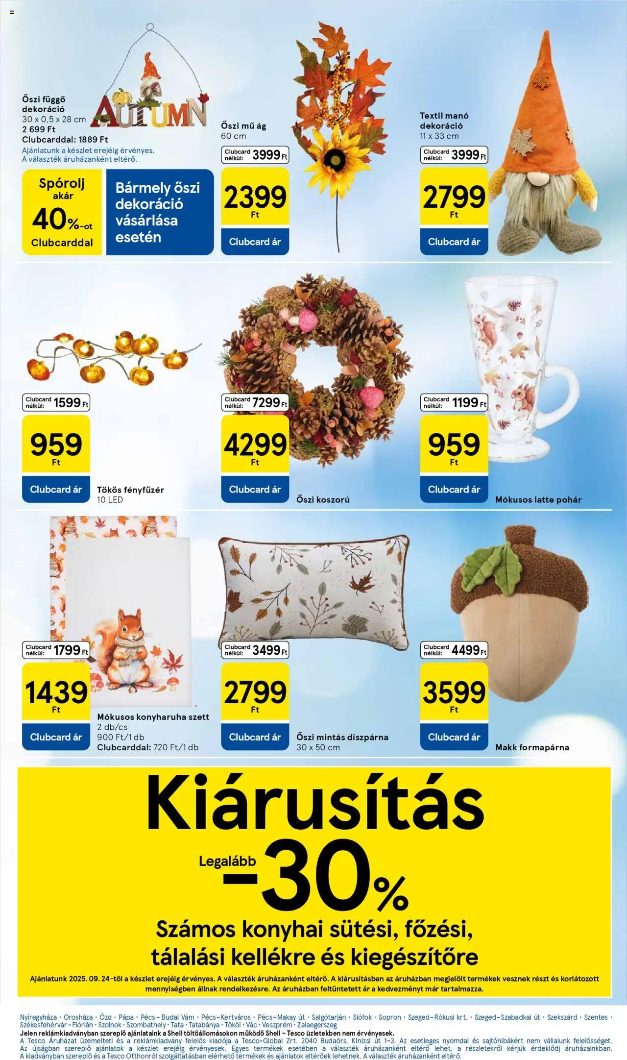 Tesco akciós ujság - amely érvényes a következő dátumtól: 25.09.2025 | Oldal: 31 | Termékek: Fényfüzér, Konyharuha, Dekoráció, Koszorú