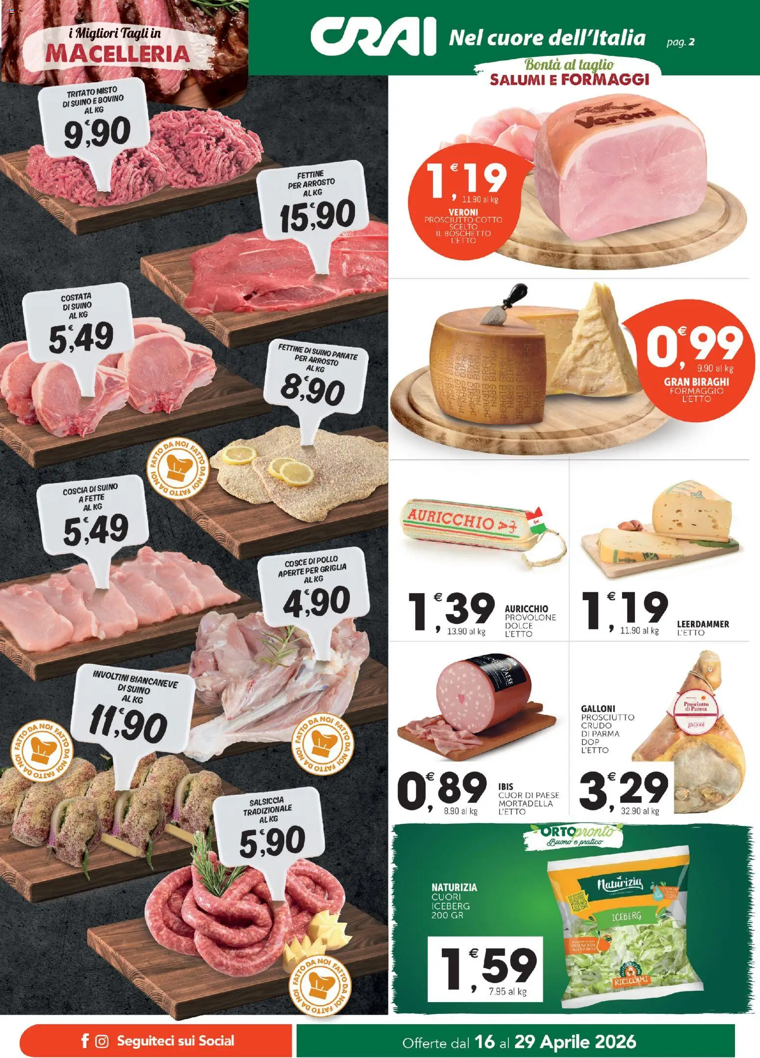 Volantino CRAI del 16.04.2026 | Pagina: 2 | Prodotti: Arrosto, Provolone, Salsiccia, Griglia