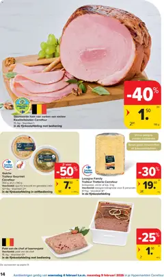 Carrefour folder week 6 - Voorbeeld van een folder van Carrefour, geldig van 04.02.2026 | Pagina: 14 | Producten: Ham, Zalm, Lasagne, Broccoli