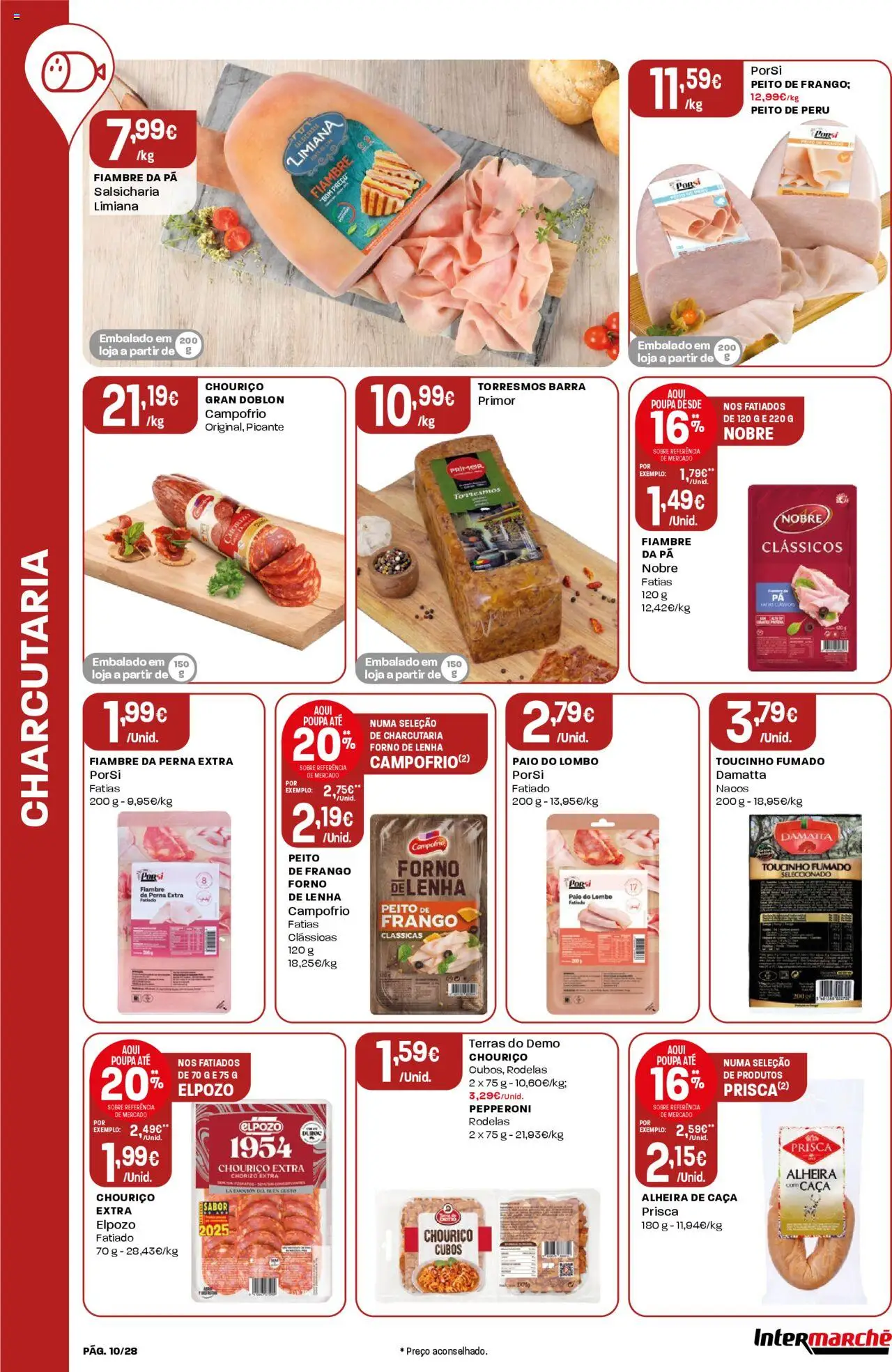 Intermarché folheto │ válido de 26.06.2025 | Página: 10 | Produtos: Forno, Peito de peru, Chouriço, Alheira