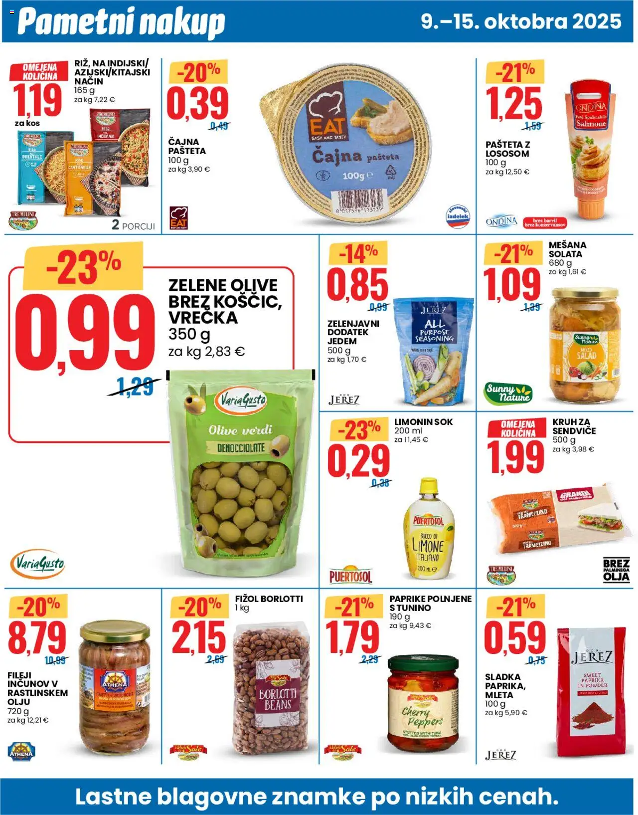 Novi Eurospin katalog ponudbe – veljaven od 09.10.2025 | Stran: 8 | Izdelki: Tuna, Pašteta, Riz, Solata