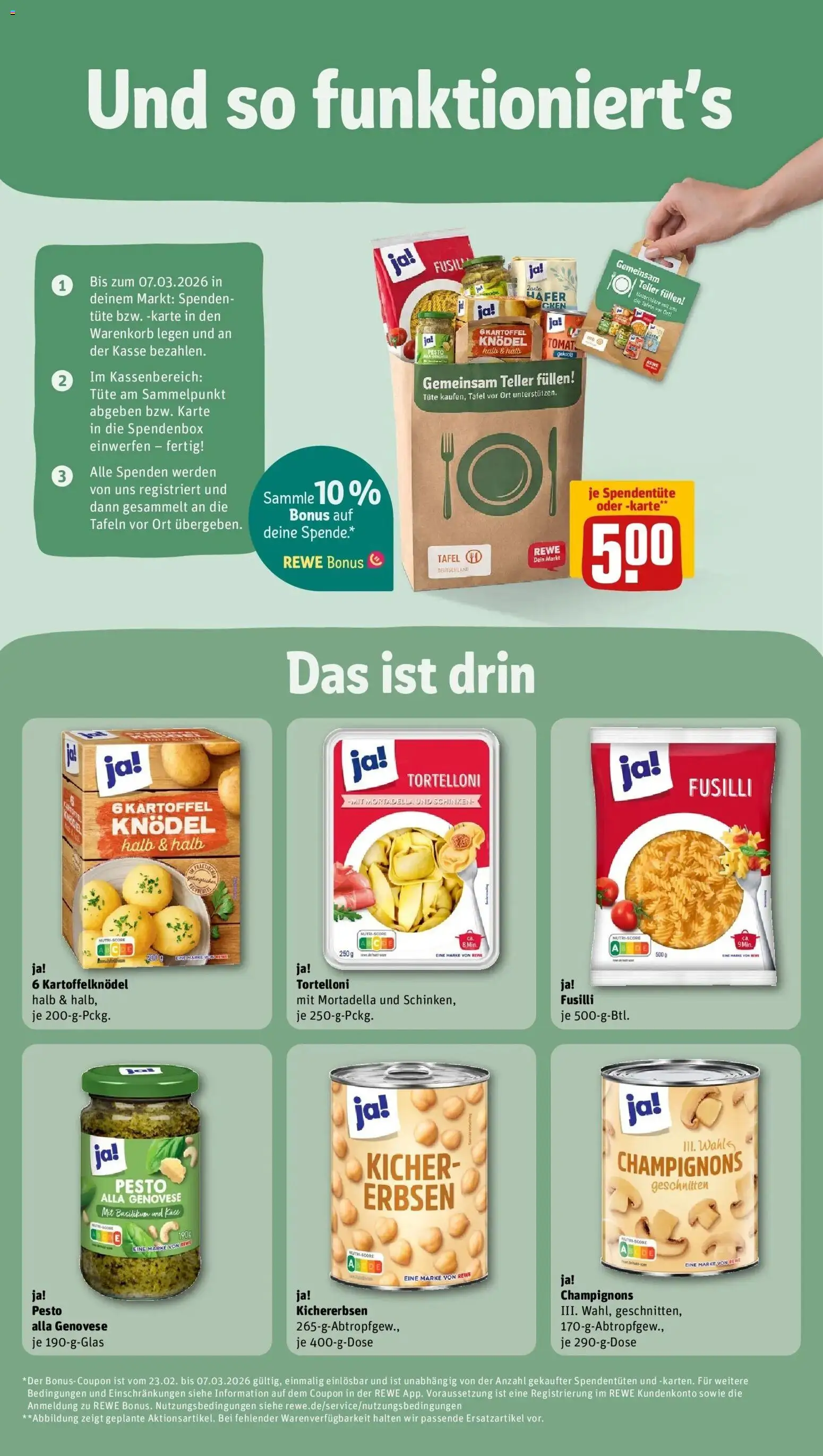 Rewe prospekt Gundelfingen	 – gültig ab 22.02.2026 | Seite: 5 | Produkte: Käse, Champignons, Erbsen