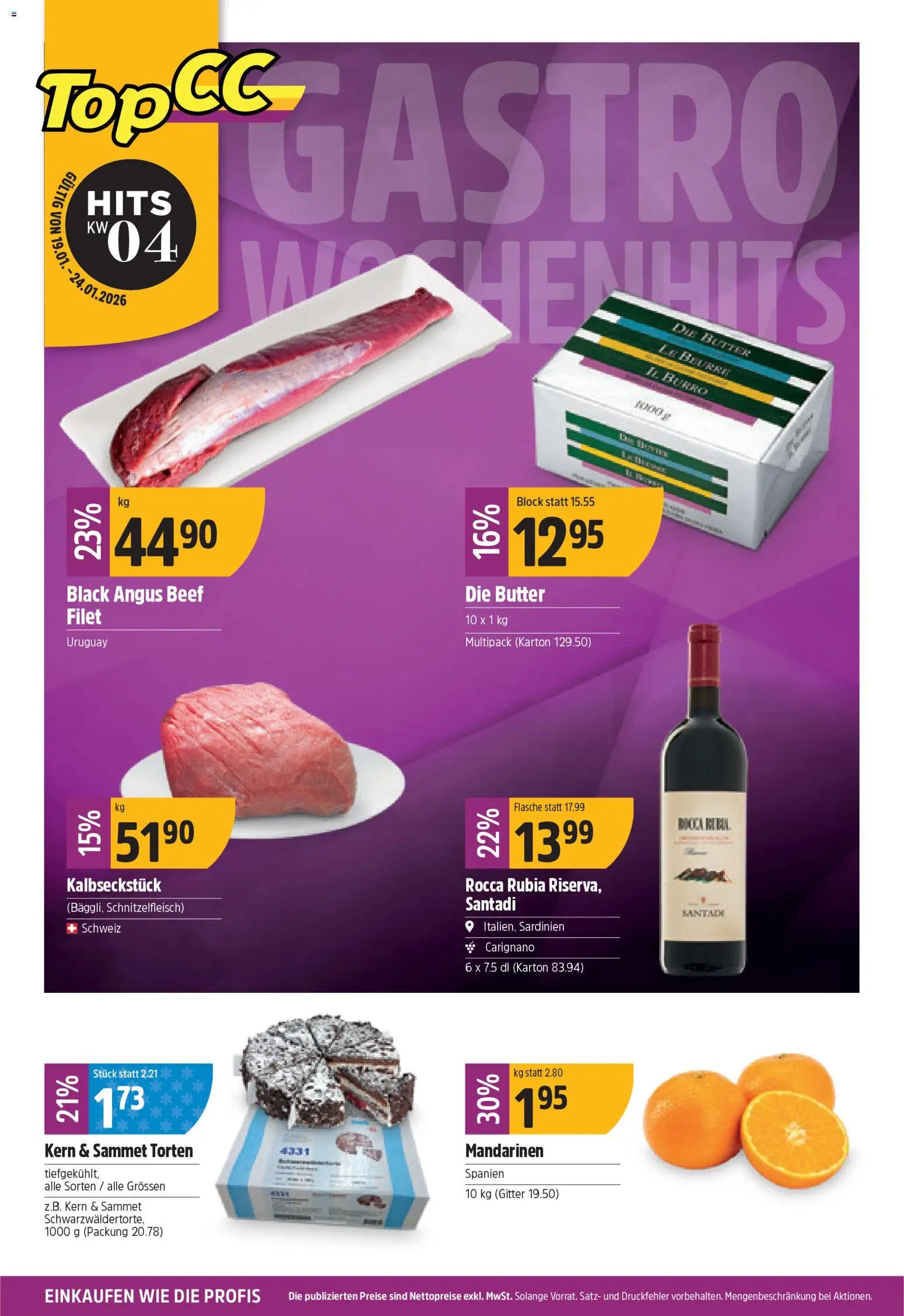 TopCC Aktionen – gültig ab 19.01.2026 | Seite: 1 | Produkte: Gitter, Butter, Mandarinen