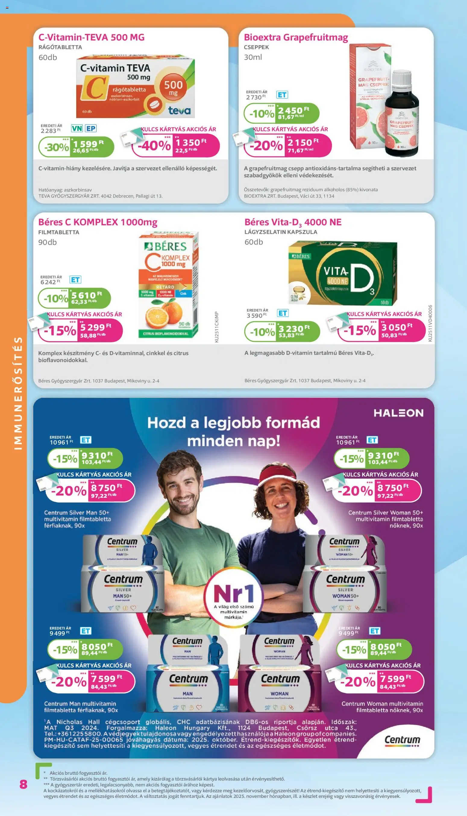 Kulcs Patika akciós ujság - amely érvényes a következő dátumtól: 01.11.2025 | Oldal: 8 | Termékek: Multivitamin, Grapefruit