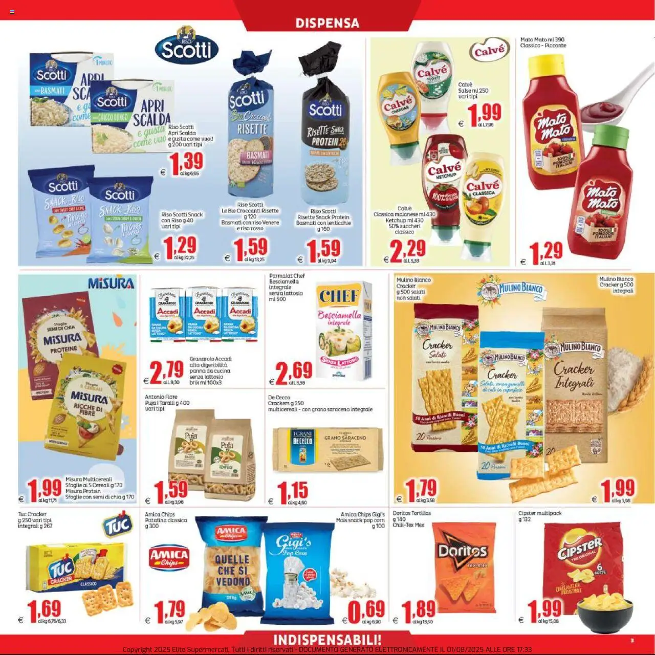 Volantino Elite Supermercati del 02.08.2025 | Pagina: 3 | Prodotti: Maionese, Crackers, Tortillas, Pop corn