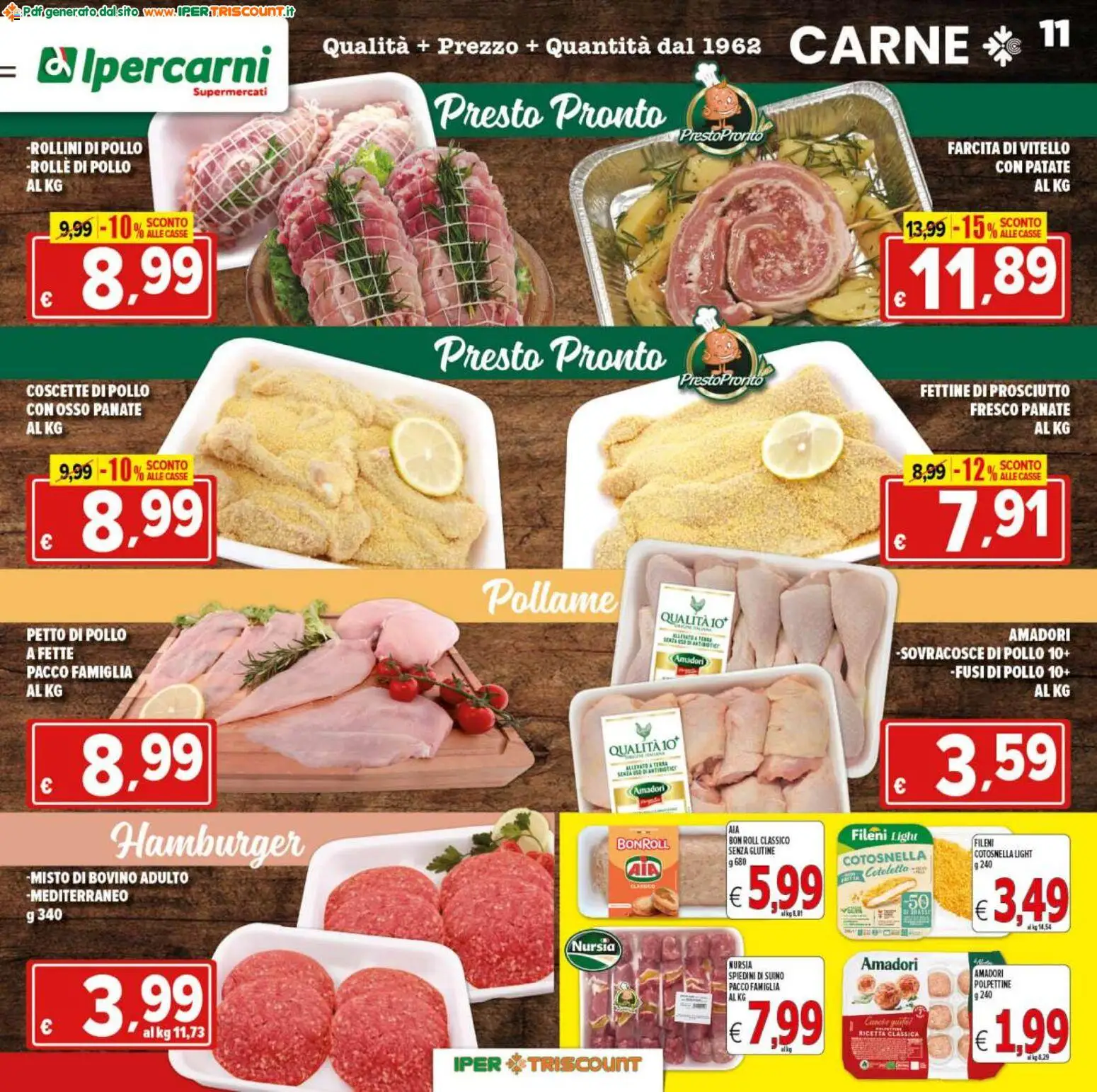 Volantino Ipertriscount del 18.11.2025 | Pagina: 11 | Prodotti: Bovino, Patate, Suino, Hamburger