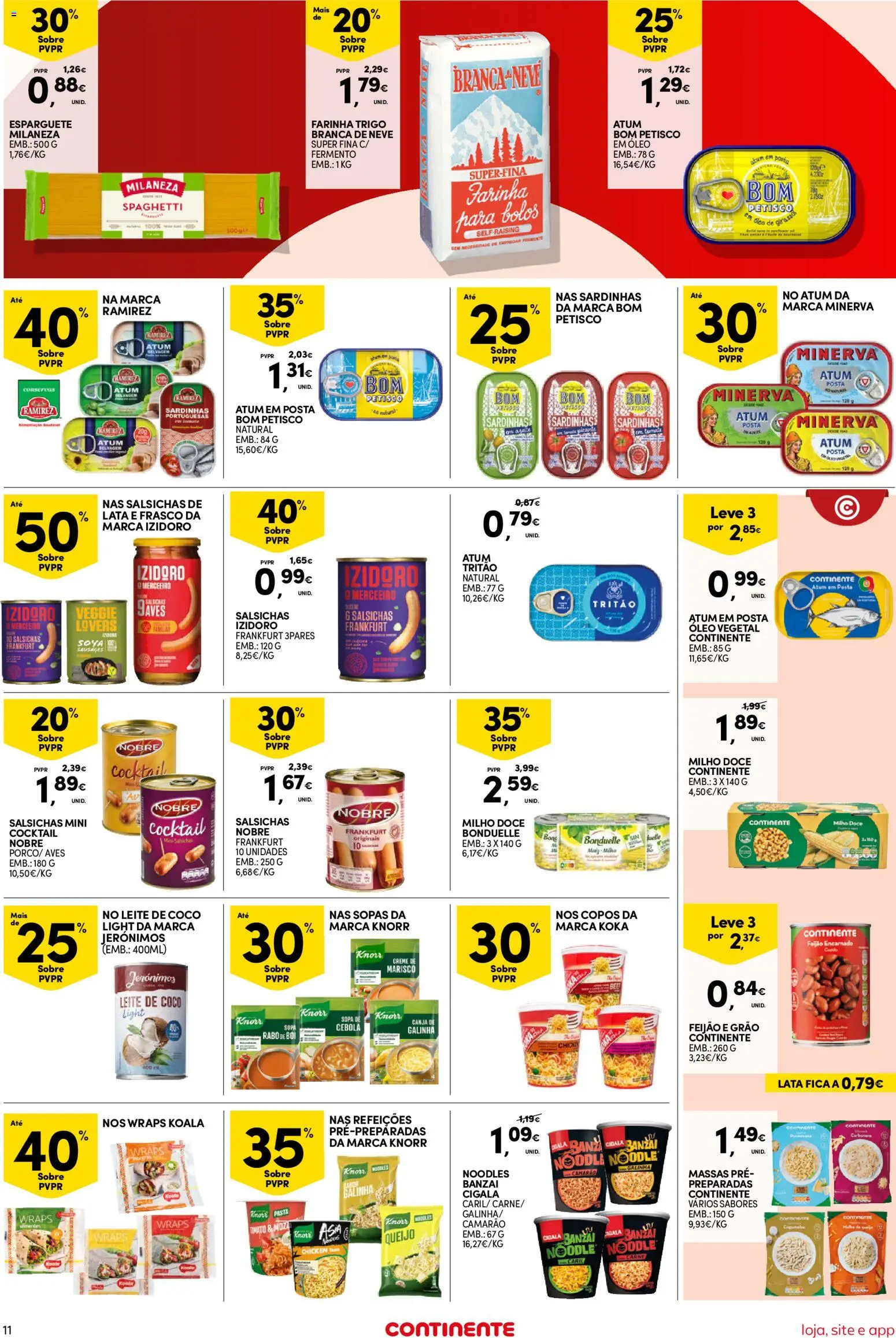 Continente Semanal Continente Bom Dia │ válido de 27.01.2026 | Página: 11 | Produtos: Copos, Esparguete, Camarão, Leite
