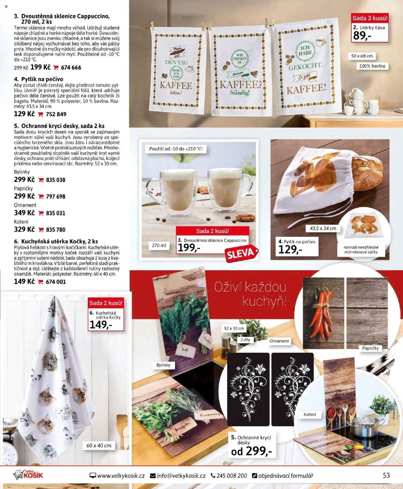 Velký Košík katalog leden 2026 od 01.01.2026 | Strana: 53 | Produkty: Káva, Prkénko, Utěrka, Sklenice