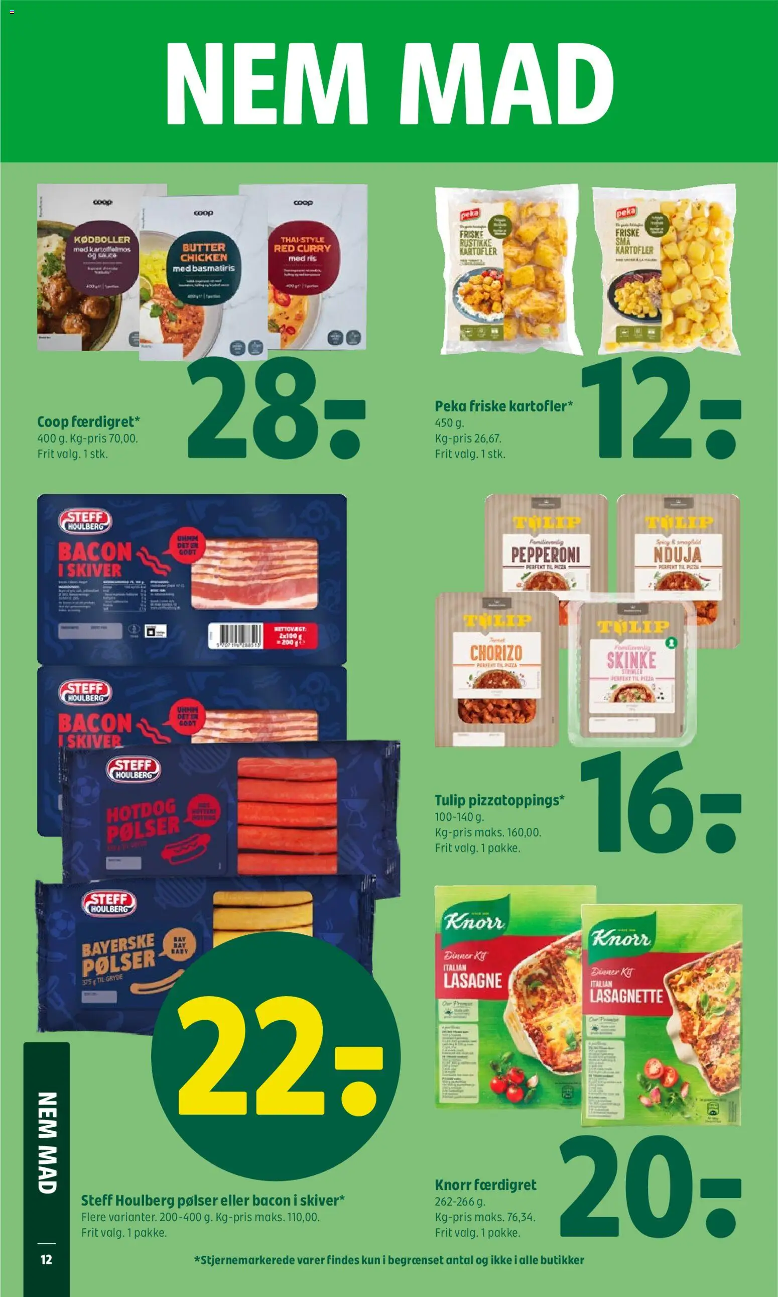 Coop 365 tilbudsavis – gyldig fra 12.03.2026 | Side: 14 | Produkter: Pølser, Kartofler, Bacon, Carpete