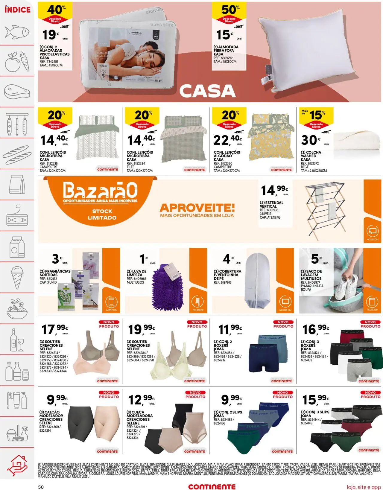 Continente folheto │ válido de 26.08.2025 | Página: 50 | Produtos: Lençóis, Almofada, Colcha, Calção