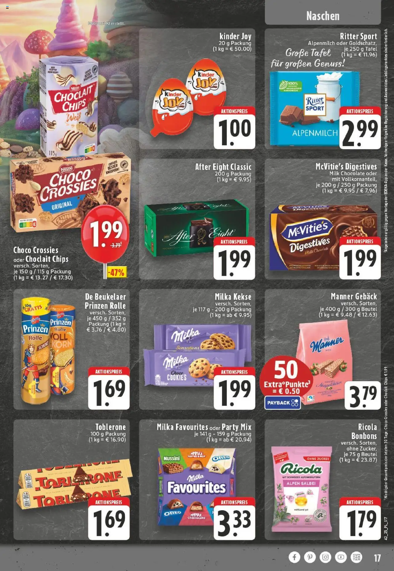 Edeka prospekt Dinslaken	 – gültig ab 13.10.2025 | Seite: 17 | Produkte: Kinder joy, Zucker, Chips, Kekse