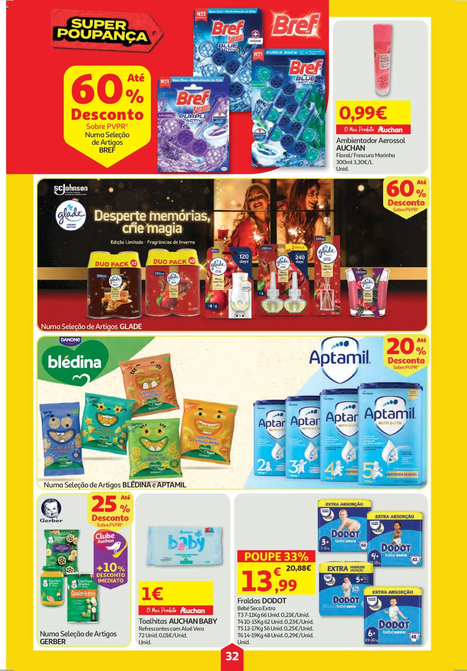 Auchan folheto │ válido de 30.10.2025 | Página: 32 | Produtos: Fraldas, Bolachas, Arroz, Cenoura