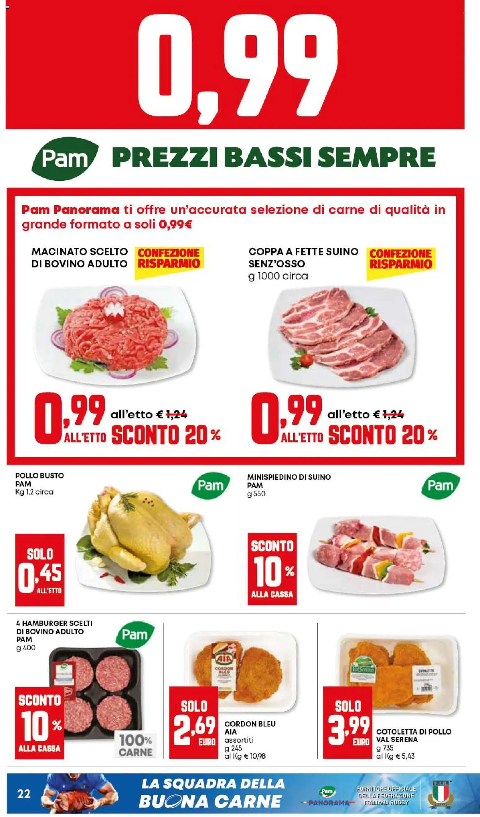 Volantino Panorama del 29.01.2026 | Pagina: 22 | Prodotti: Pollo, Suino, Hamburger, Macinato