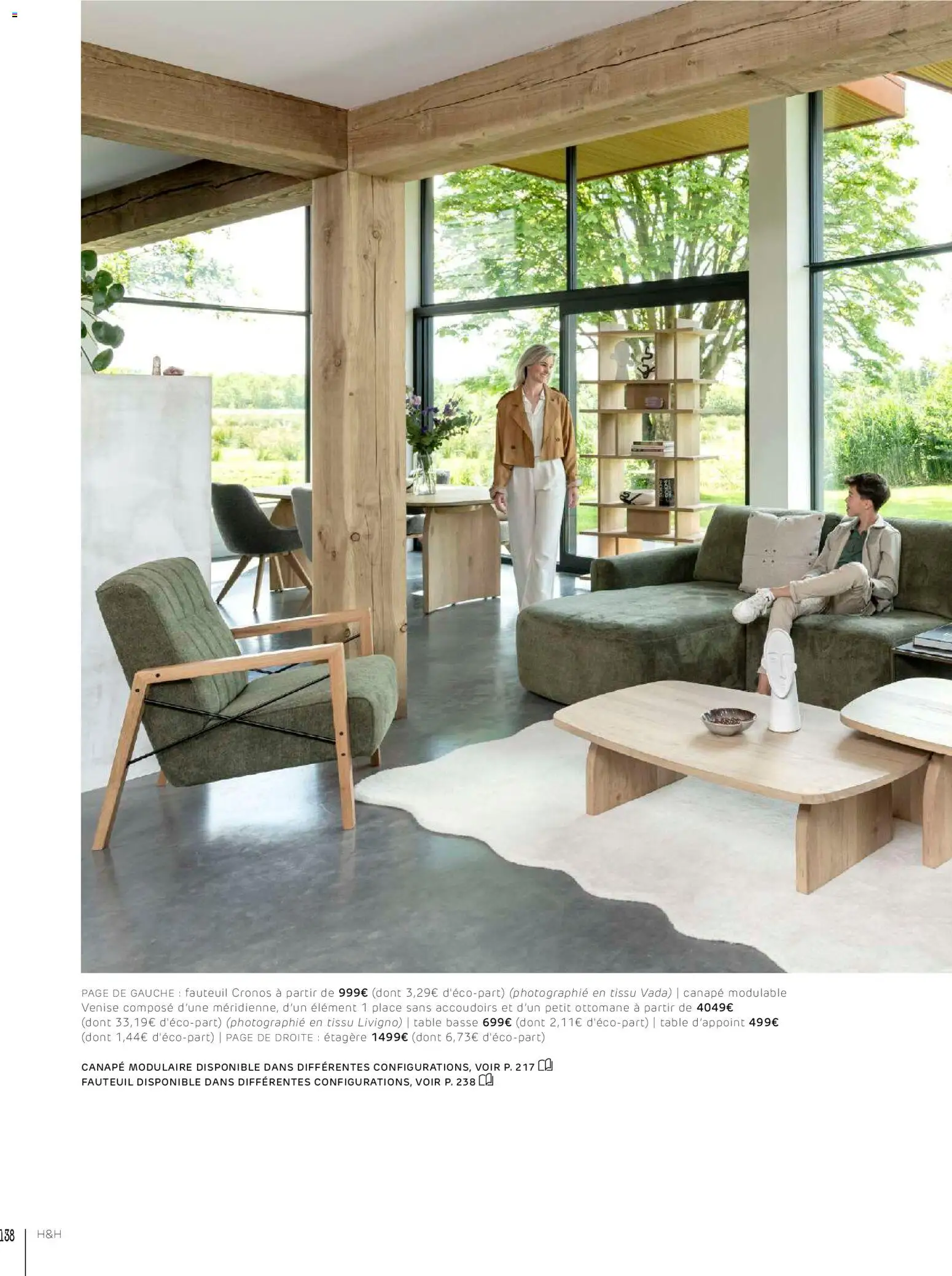 {H1} | Page: 138 | Produits: Canapé, Fauteuil, Étagère, Table