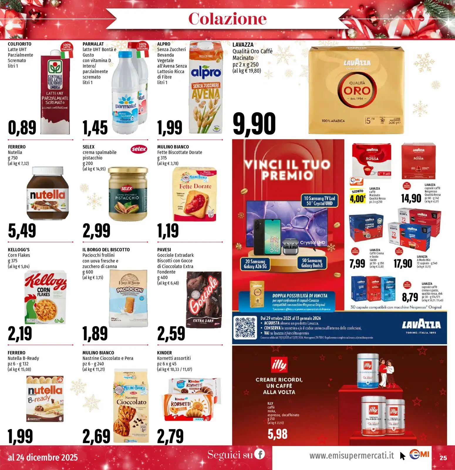 Volantino EMI del 11.12.2025 | Pagina: 25 | Prodotti: TV, Lavazza, Frollini, Samsung