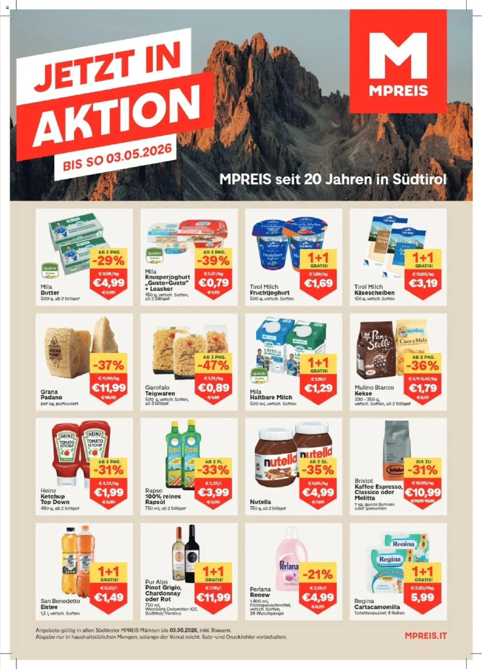 MPREIS Algund gültig ab 23.04.2026 | Seite: 1 | Produkte: Ketchup, Kekse, Butter, Kaffee