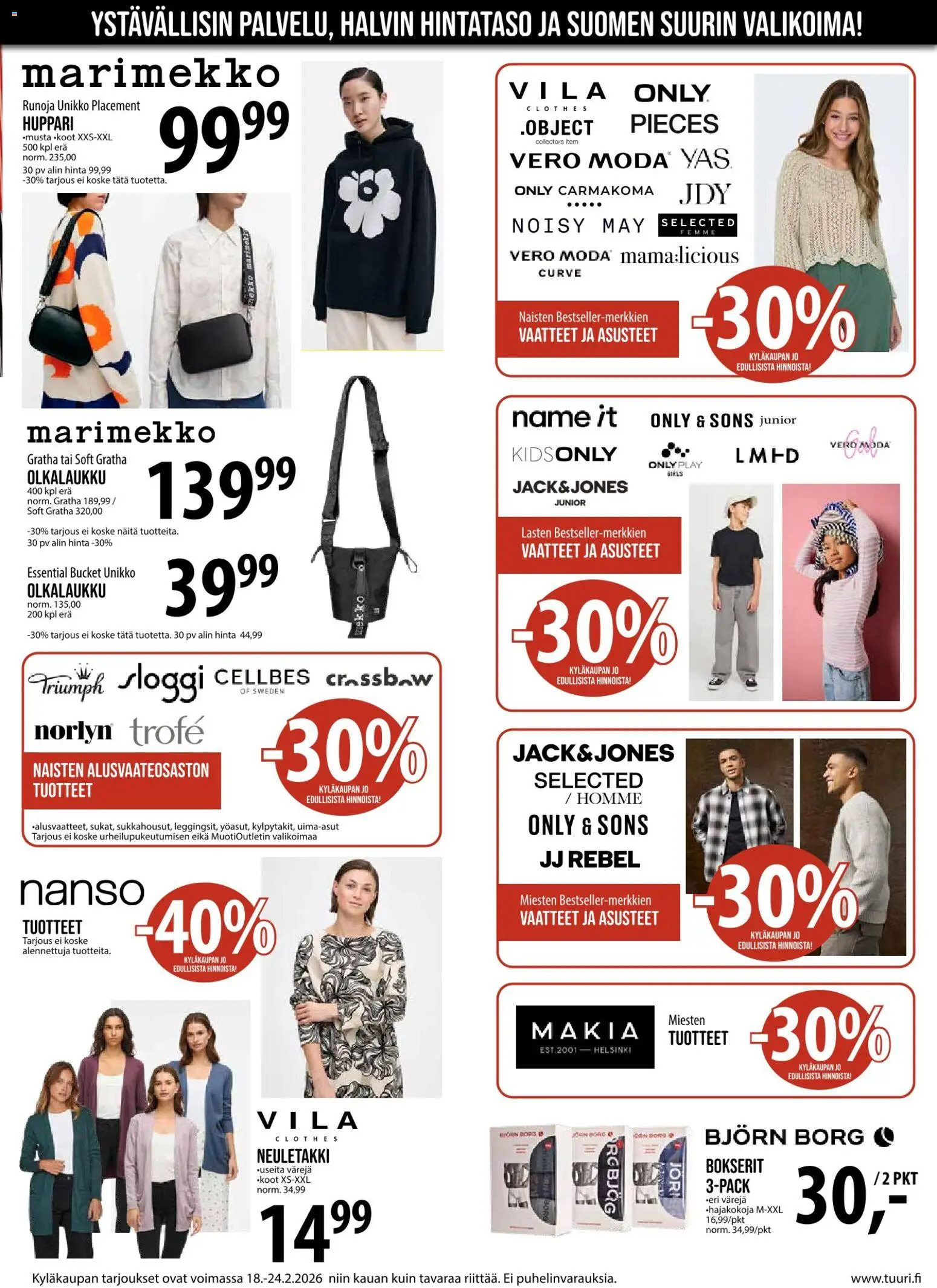 Tuuri tarjoukset – voimassa 18.02.2026 alkaen | Sivu: 3 | Tuotteet: Neuletakki, Vaatteet, Huppari, Bokserit