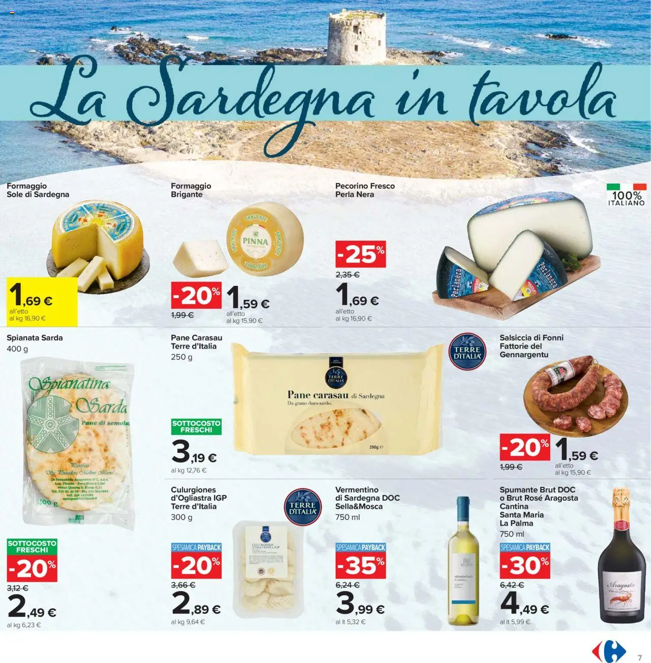 Volantino Carrefour del 15.09.2025 | Pagina: 7 | Prodotti: Formaggio, Salsiccia, Spumante, Pecorino