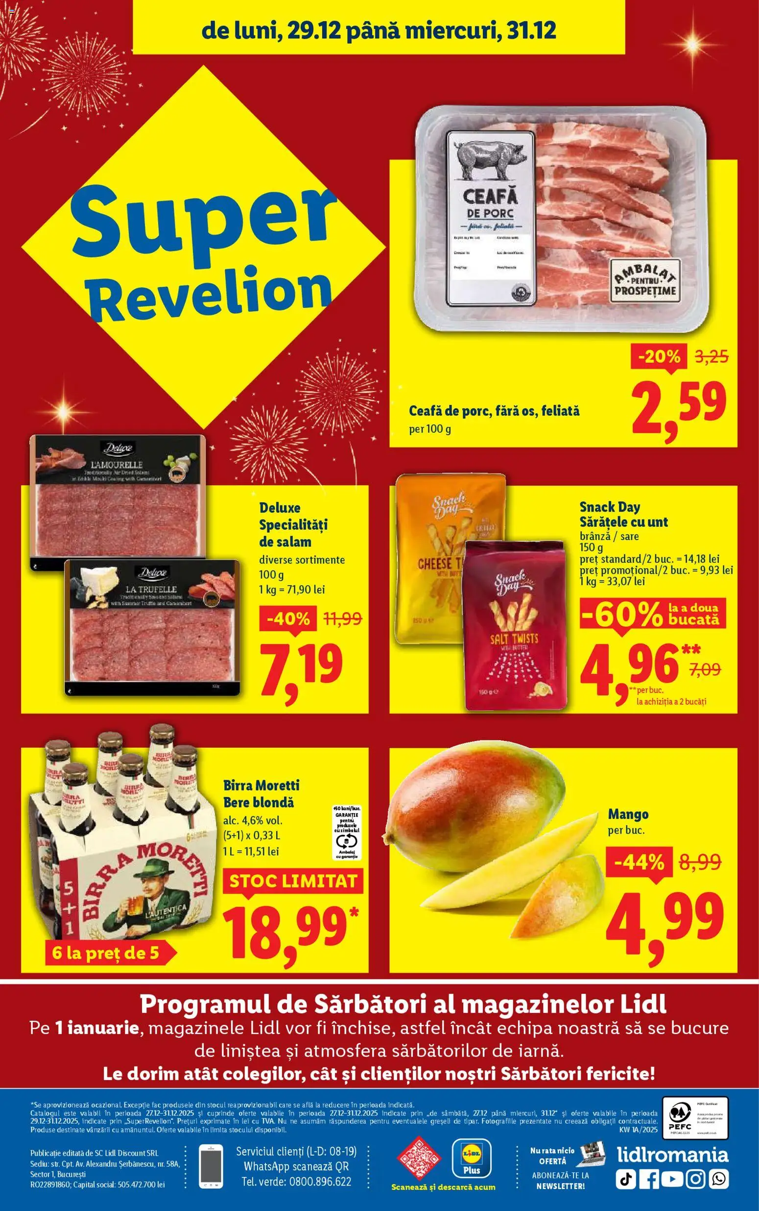 Noul catalog Lidl – valabil de la 27.12.2025 | Pagină: 38 | Produse: Salam, Bere, Sare, Mango