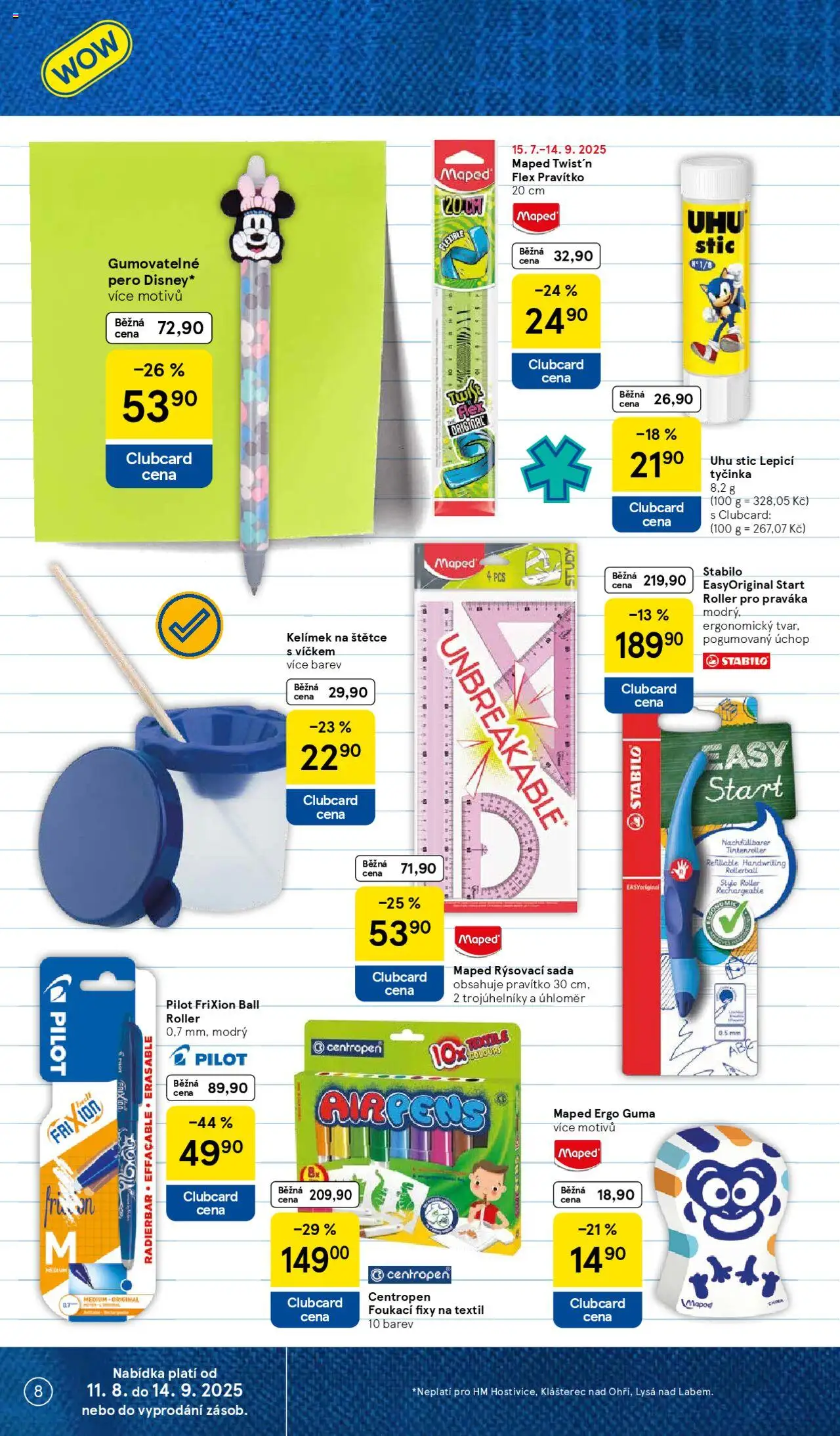 Tesco katalog od 11.08.2025 | Strana: 8 | Produkty: Pero, Pravítko, Fixy, Foukací fixy
