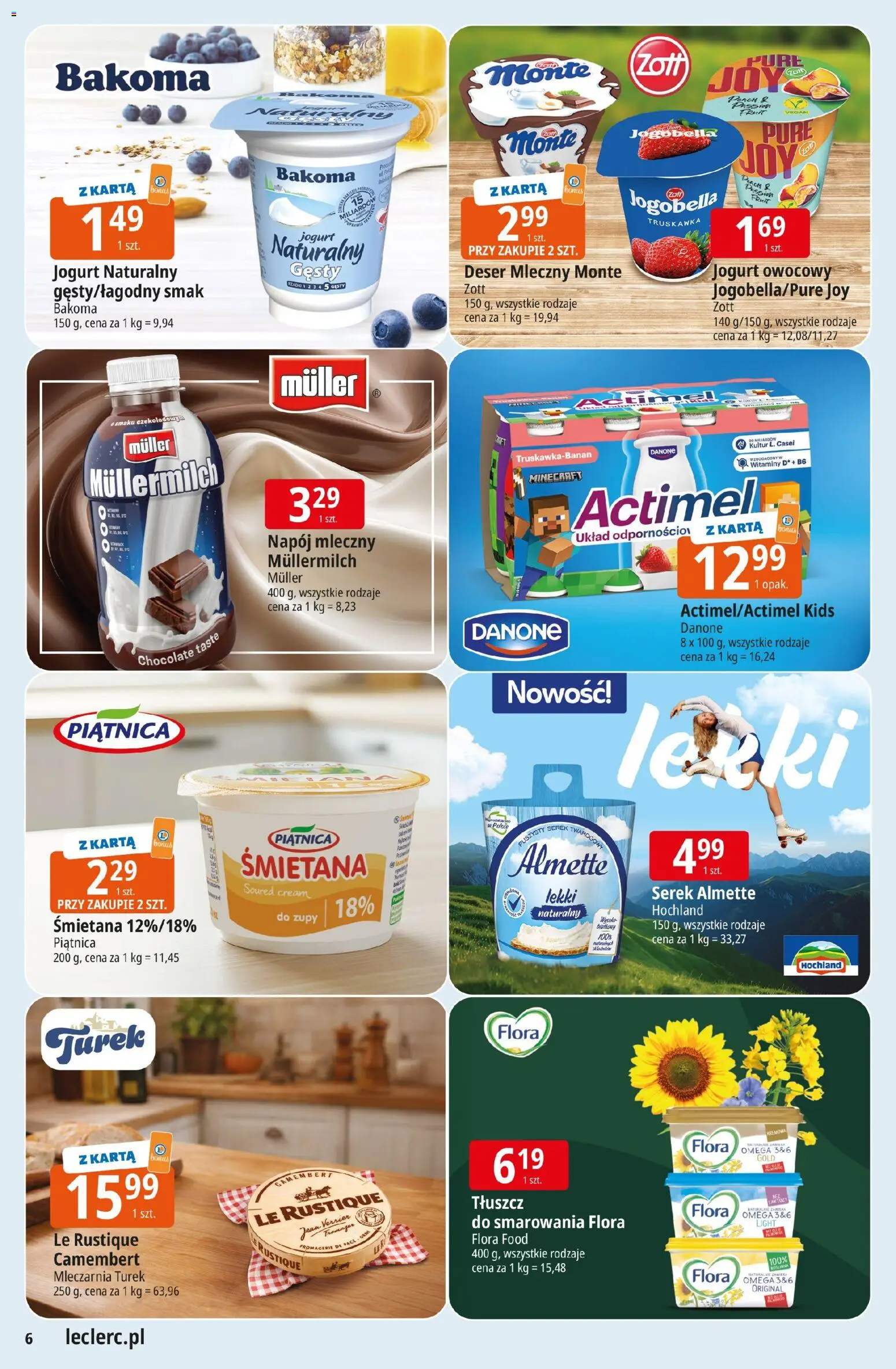 E.Leclerc Gazetka - Wrocław od 24.02.2026 | Strona: 6 | Produkty: Karta, Camembert, Jogurt, Śmietana