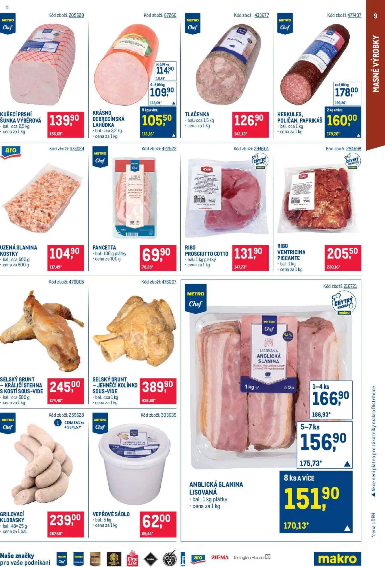 Makro leták - Gastronomie od 04.06.2025 | Strana: 9 | Produkty: Šunka, Kostky, Klobásky, Slanina