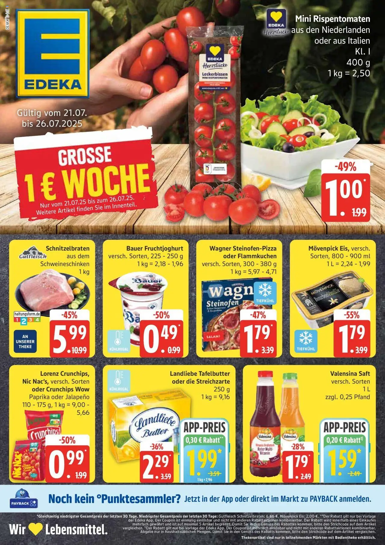 Edeka prospekt Bad Schwartau	 - gültig ab dem 20.07.2025 | Seite: 1 | Produkte: Fruchtjoghurt, Paprika, Pizza, Eis