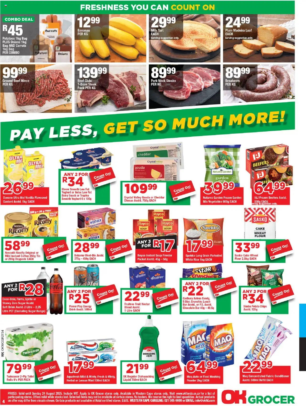 OK Foods Western Cape - OK Grocer │ valid from 13.08.2025 | Page: 4 | Products: Cake, Toilet, Cheese, Sugar