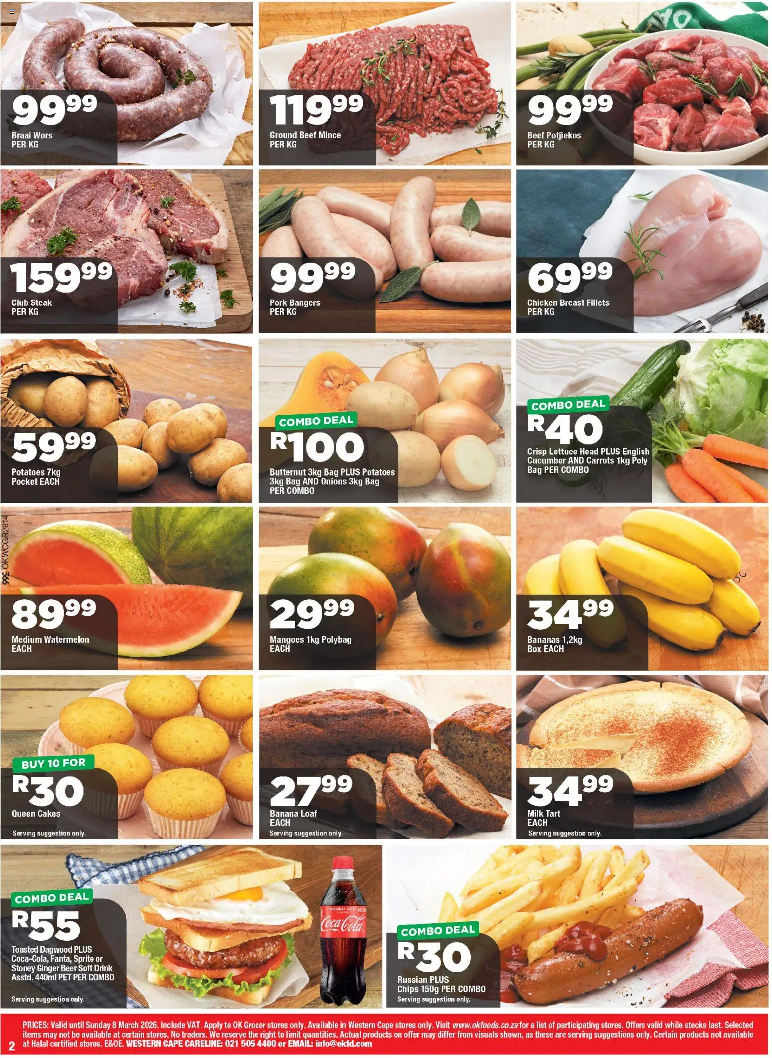New OK Foods catalogue – valid from 25.02.2026 | Page: 2 | Products: Steak, Stoney, Onions, Lettuce