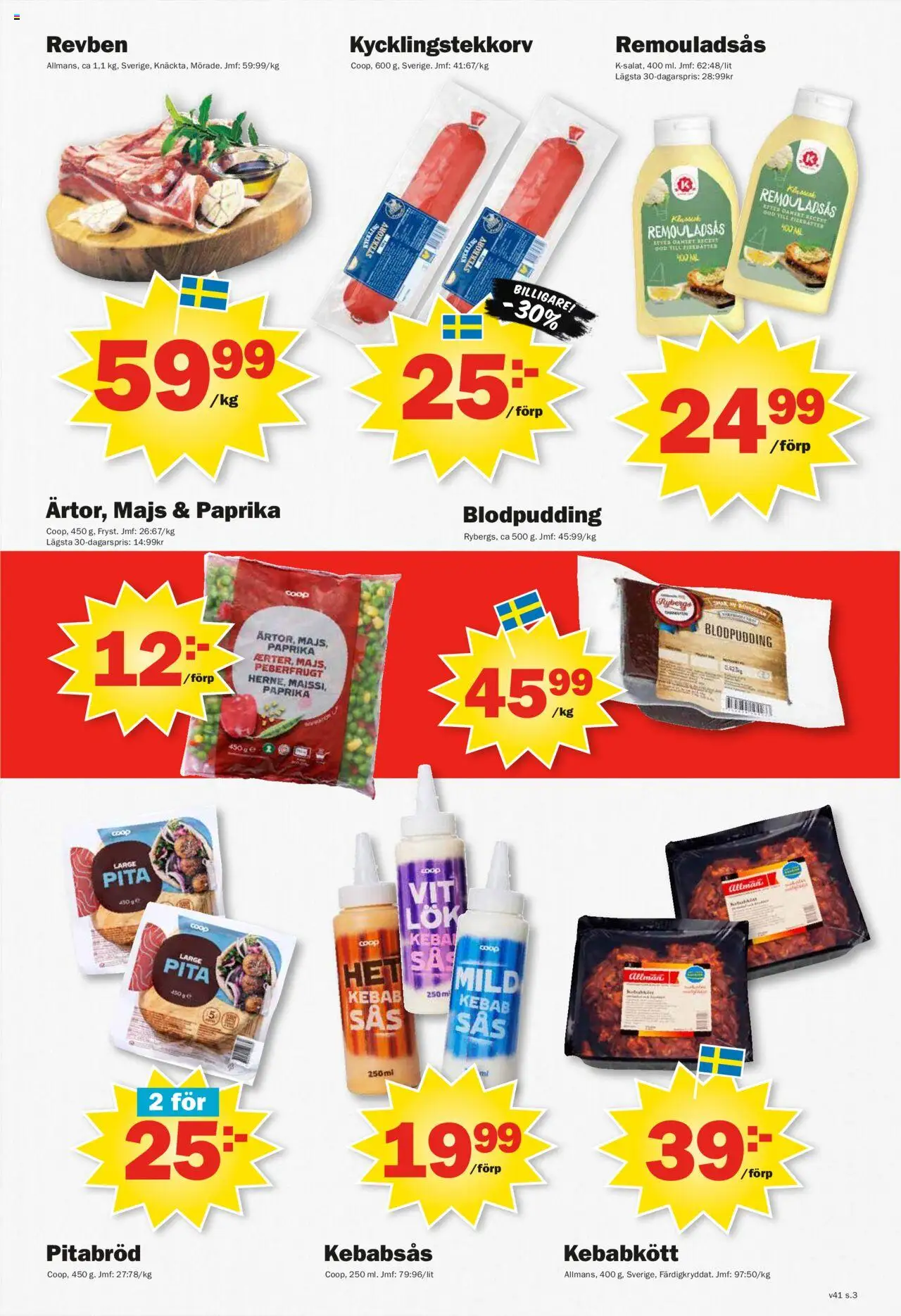 Pekås reklamblad aktuell från 06.10.2025 | Sida: 3 | Produkter: Pitabröd, Remouladsås, Kebabsås, Majs