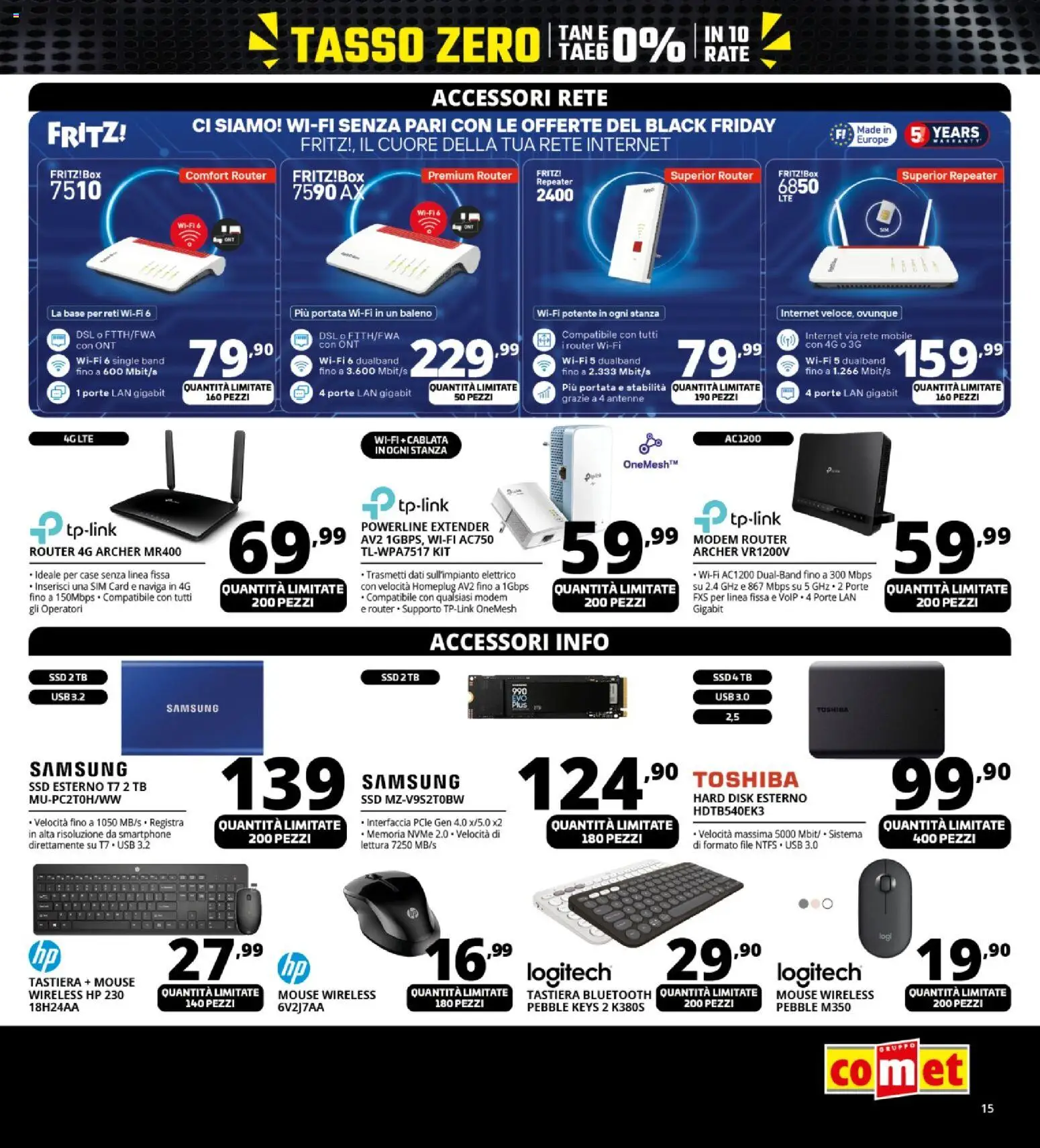 Volantino Comet del 26.11.2025 | Pagina: 15 | Prodotti: Router, Smartphone, USB, Samsung