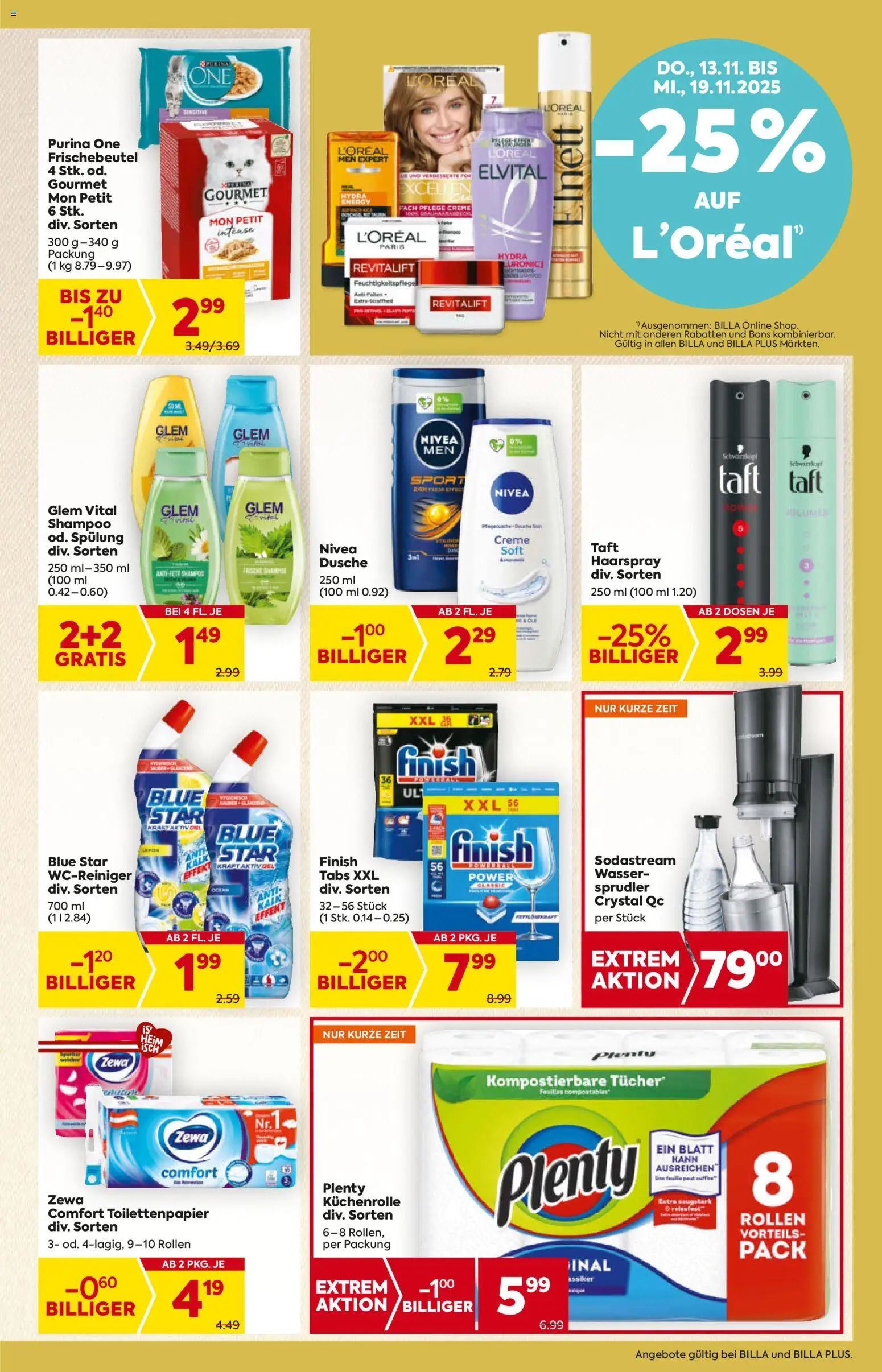 Billa Flugblatt - Kärnten gültig ab 13.11.2025 | Seite: 19 | Produkte: Wasser, Dusche, Haarspray, Creme