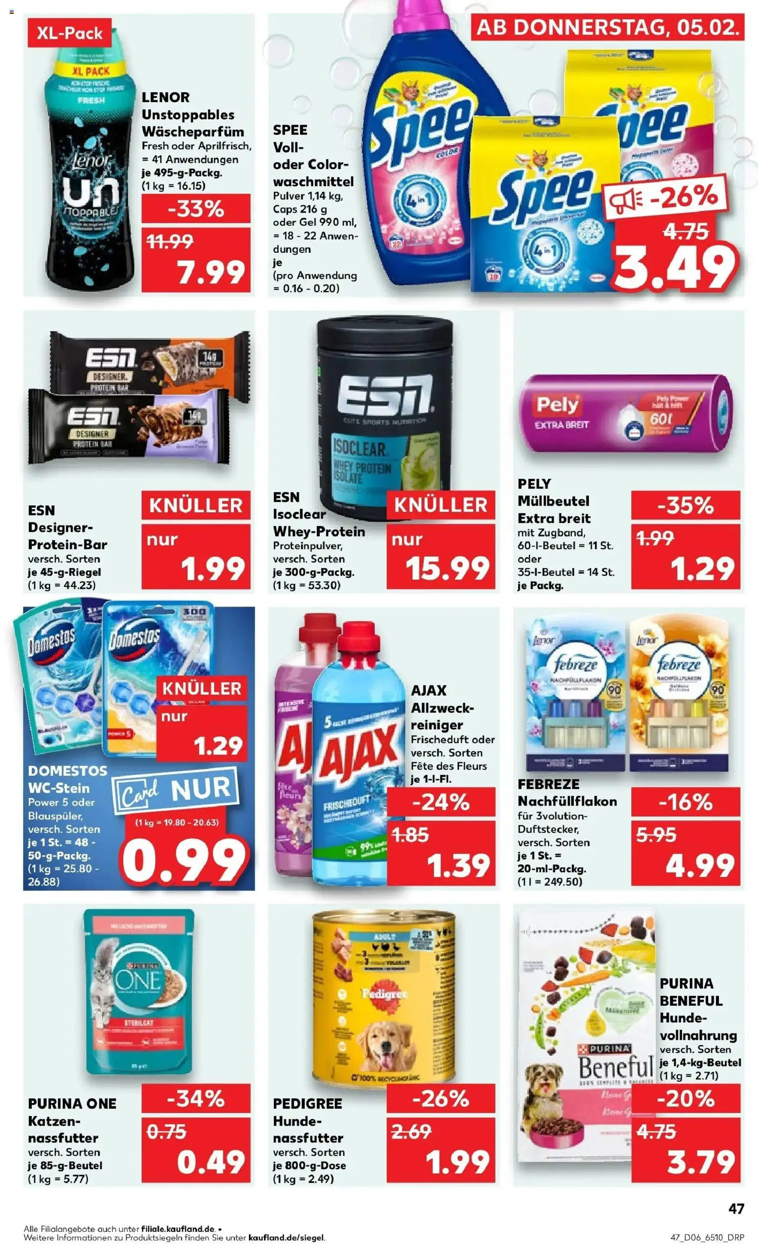 Kaufland prospekt Kamp-Lintfort	 – gültig ab 09.02.2026 | Seite: 47 | Produkte: Purina one, Lenor, Spee, Waschmittel