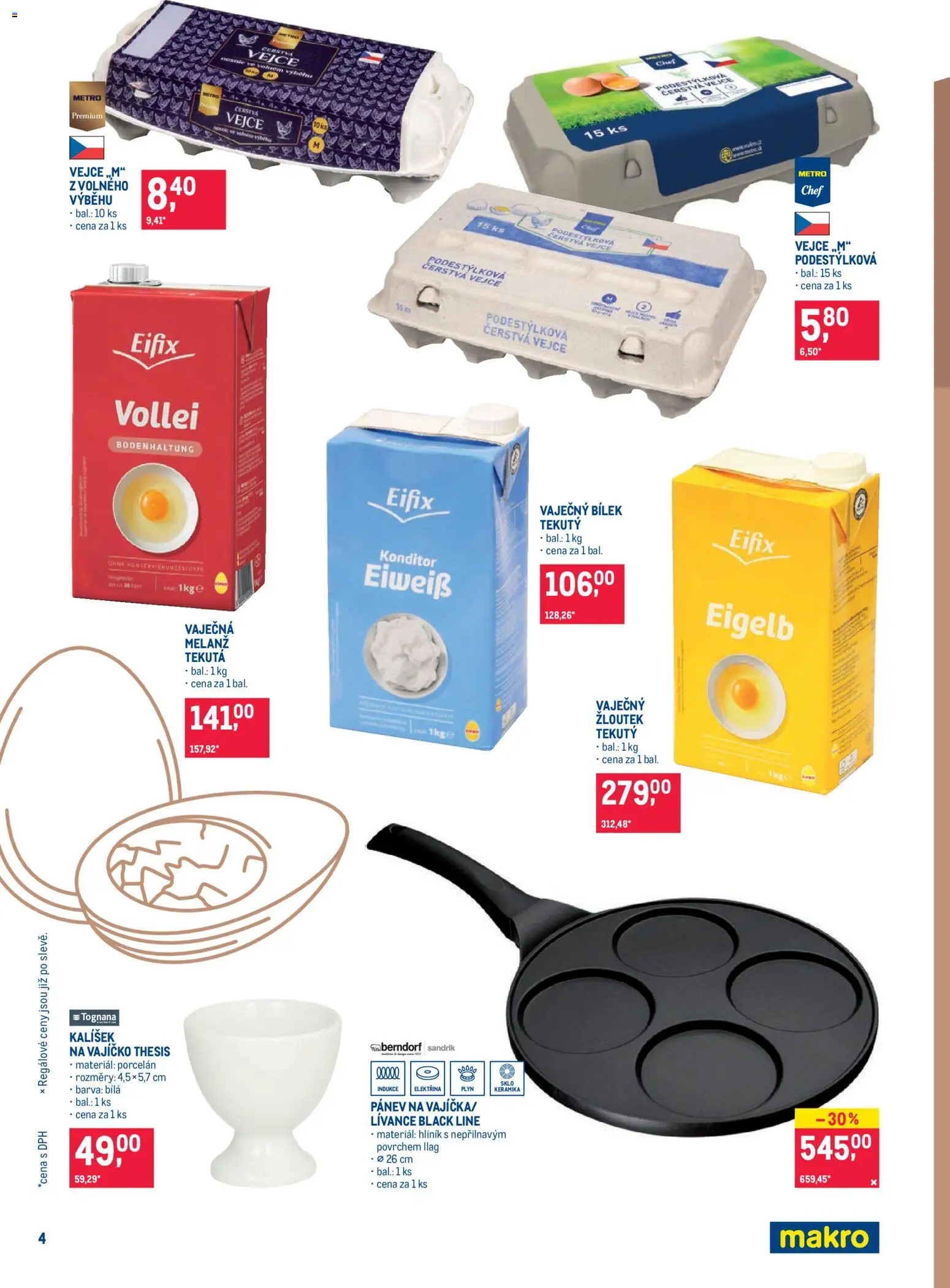 Makro leták - Pro milovníky jídla od 22.10.2025 | Strana: 4 | Produkty: Vejce, Pánev, Vaječný bílek