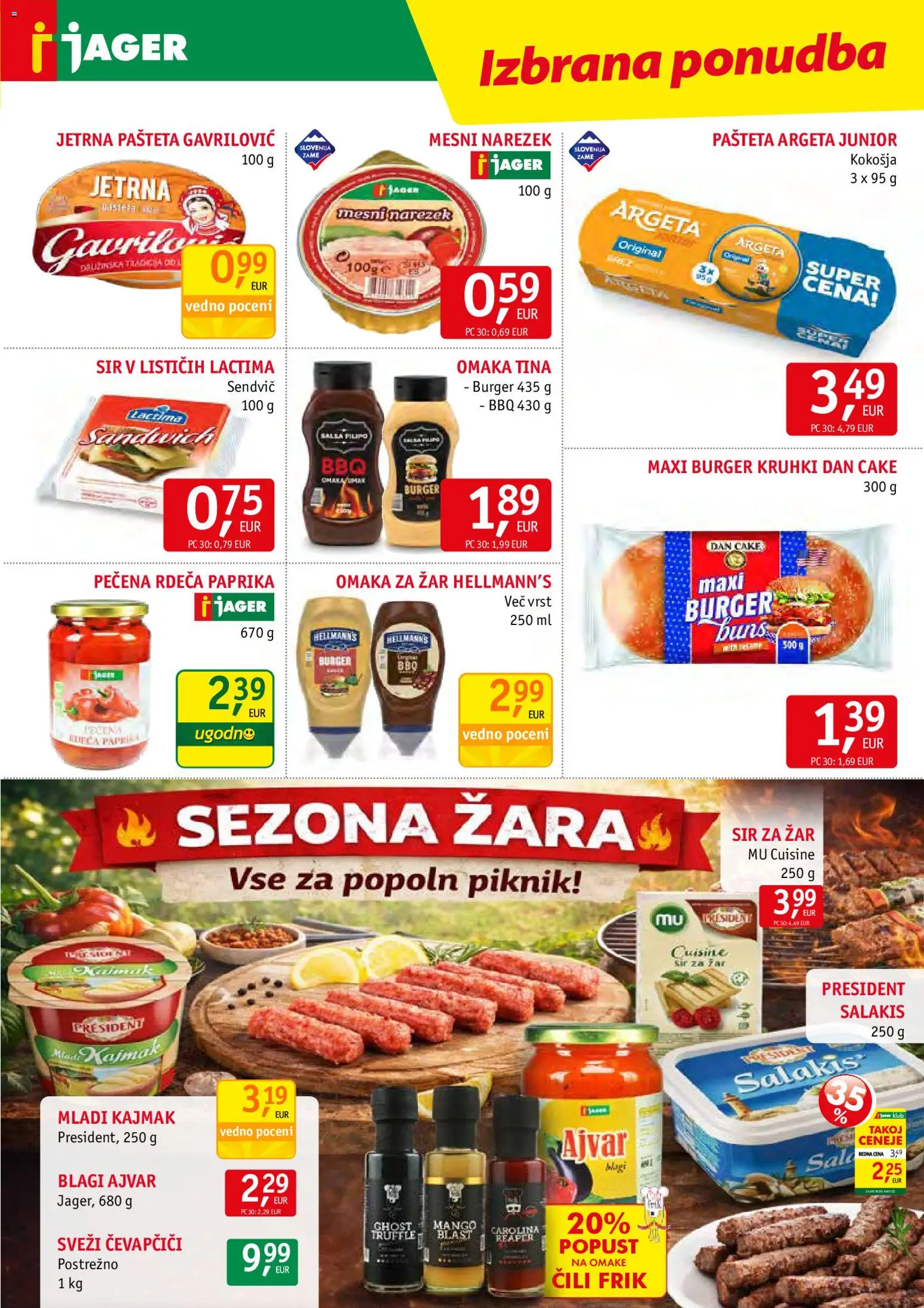 Novi Jager katalog ponudbe – veljaven od 29.04.2026 | Stran: 9 | Izdelki: Čevapčiči, Kajmak, Narezek, Cili