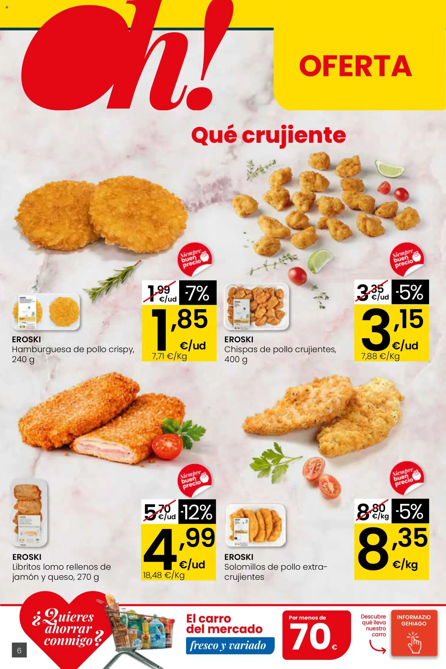 Eroski - Quieres ahorrar conmigo │ válido desde el 26.03.2026 | Página: 6 | Productos: Jamón, Σοκολατούχο γάλα