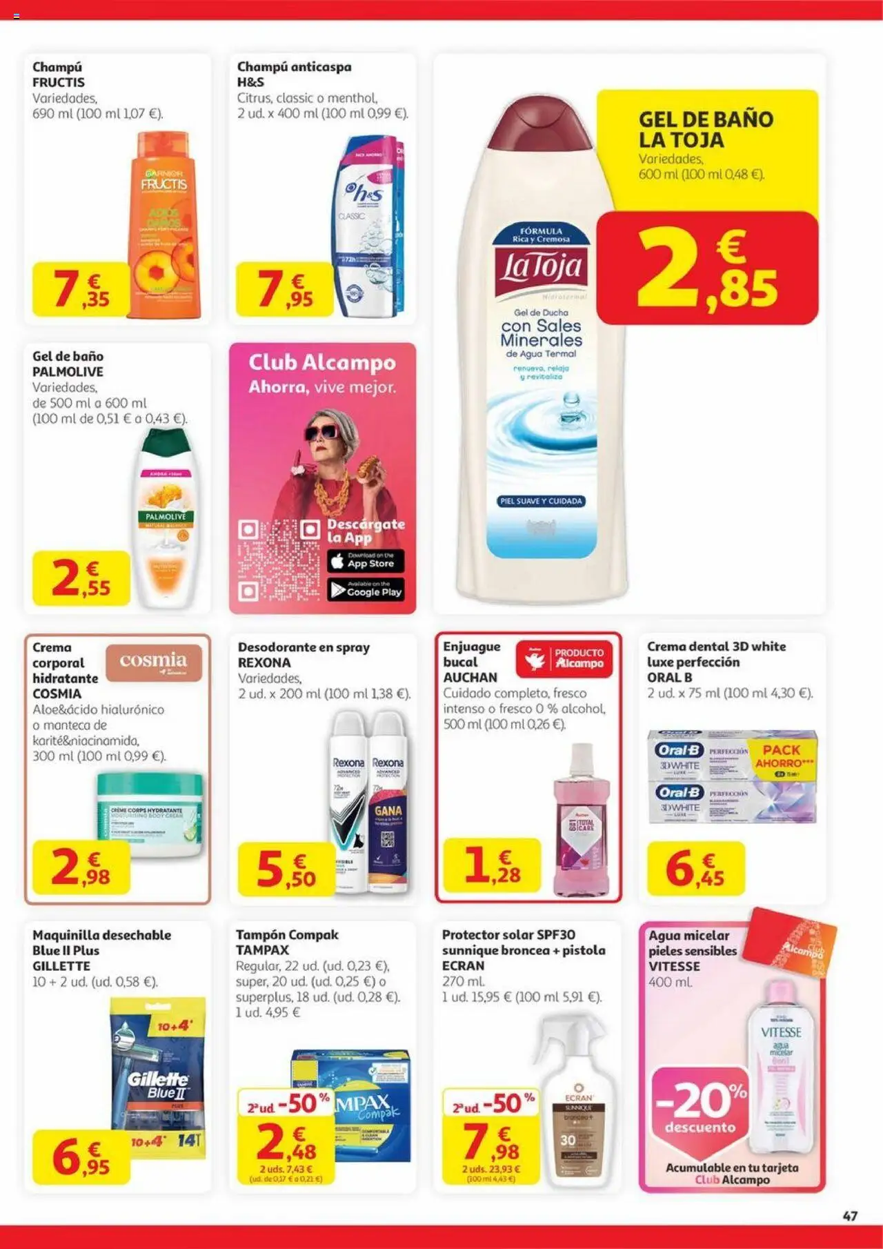 Alcampo - Canarias │ válido desde el 14.08.2025 | Página: 47 | Productos: Protector solar, Desodorante, Champú anticaspa, Ducha
