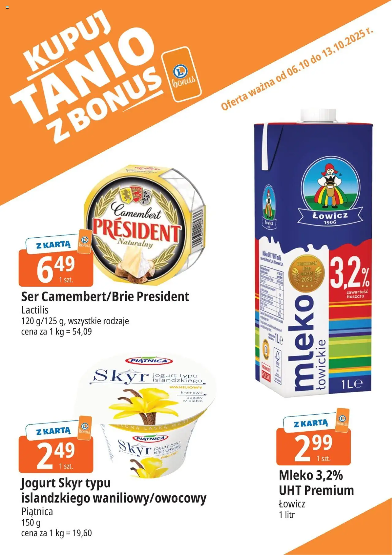 E.Leclerc Gazetka - Elbląg kupony dodatkowe od 06.10.2025 | Strona: 3 | Produkty: Karta, Camembert, Ser, Jogurt